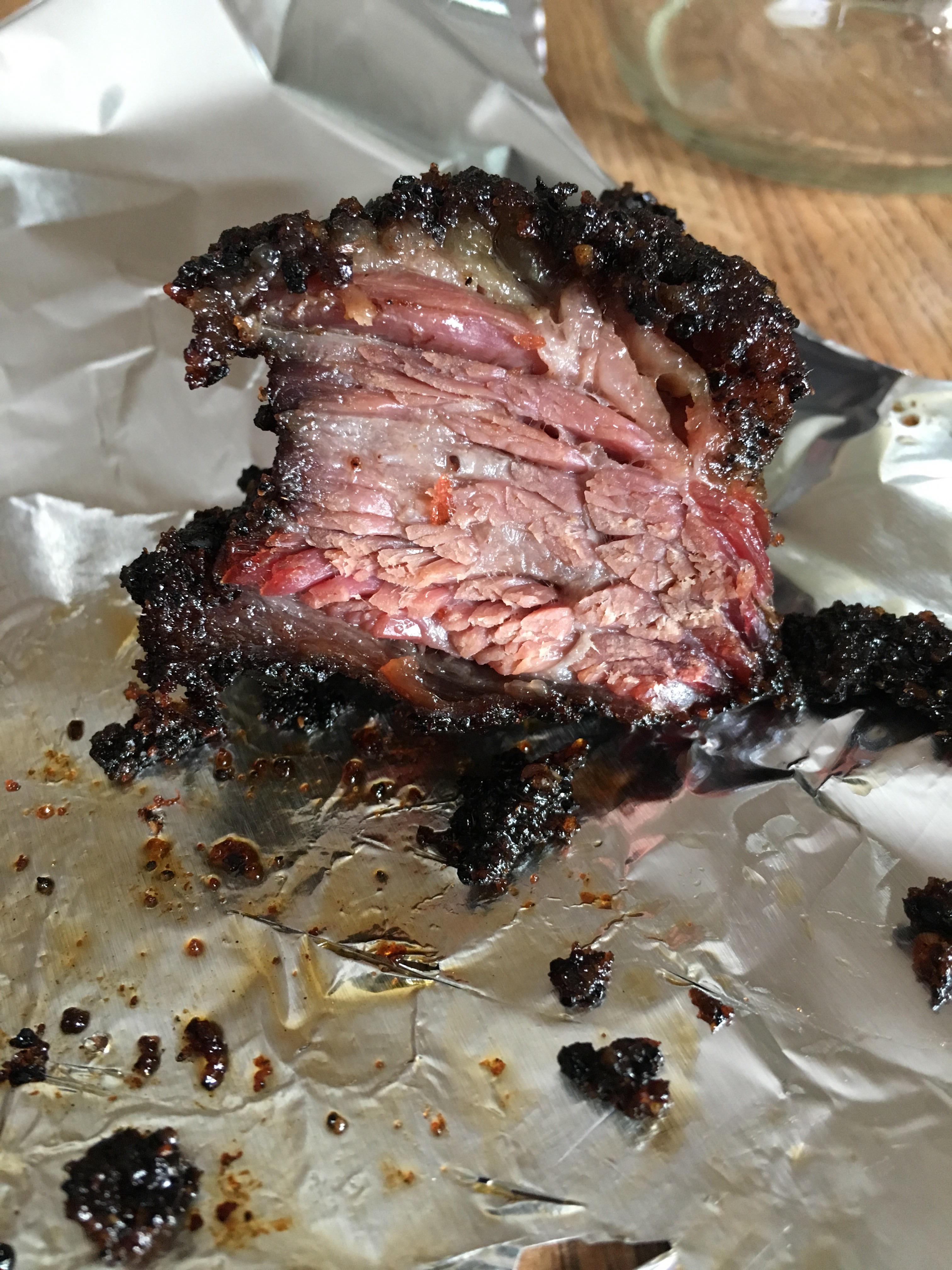 Brisket sampler piece. Espresso rub, happy freedom day. r/BBQ