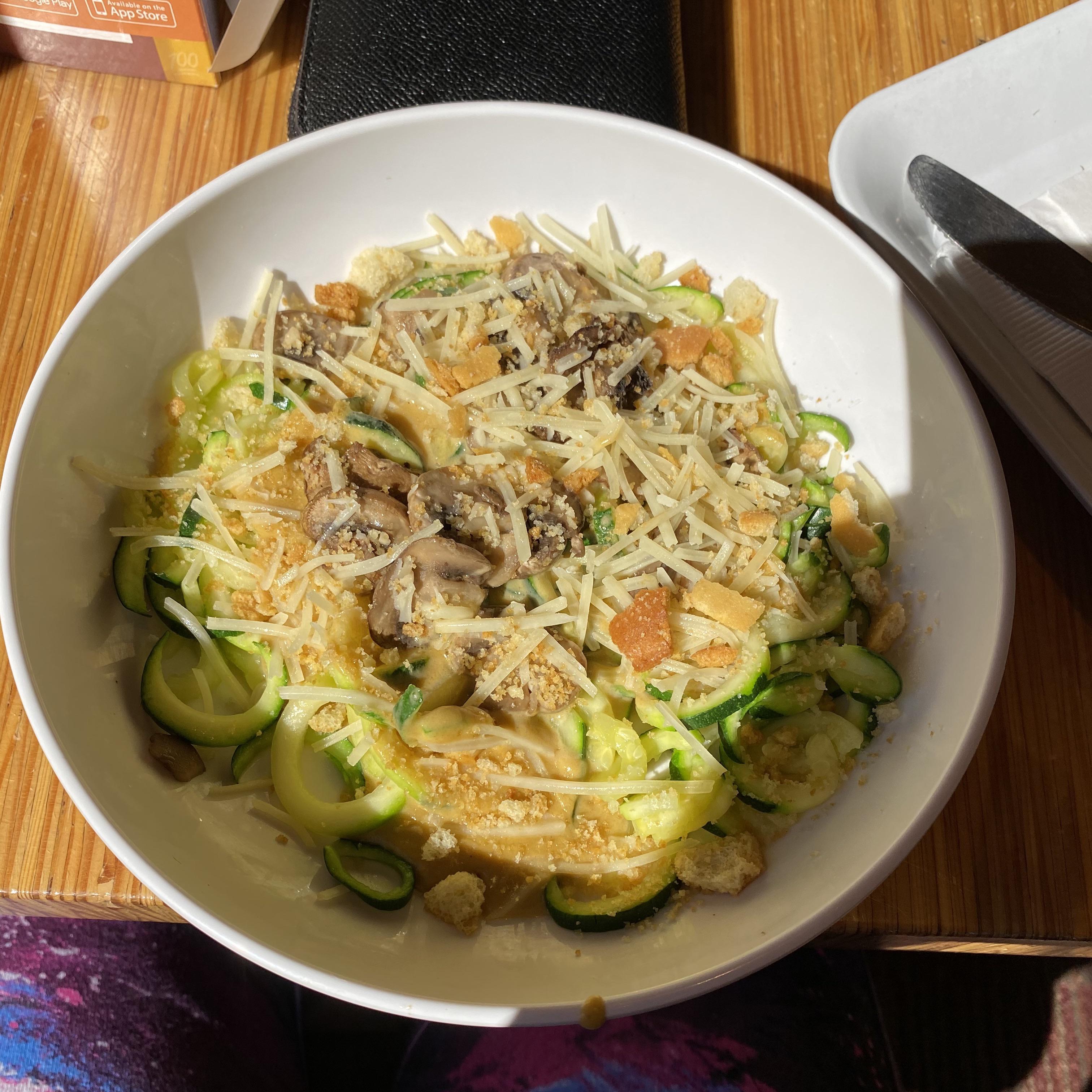 Noodles & Co zucchini truffle mac n cheese. Best and most satisfying