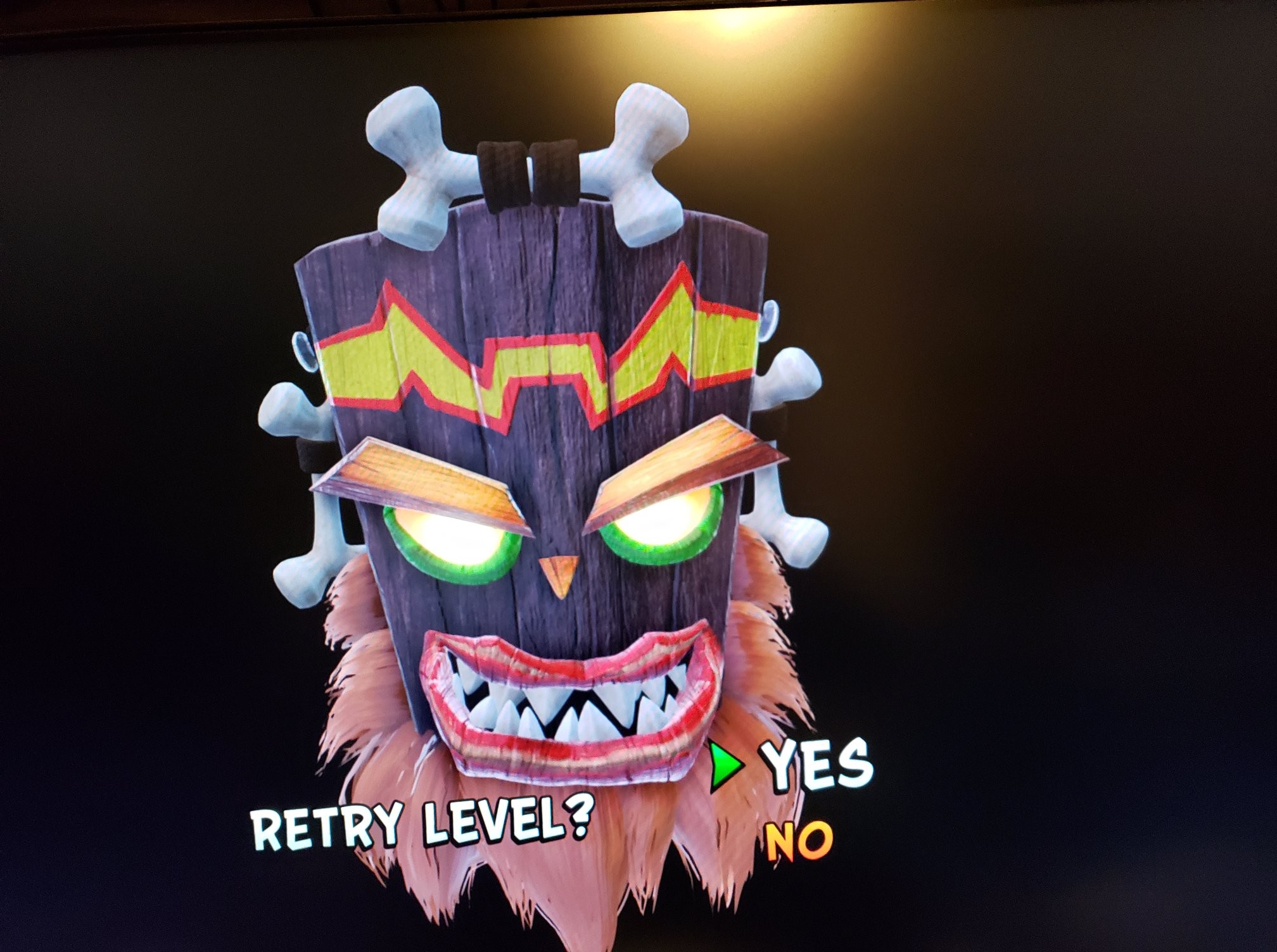 The game over screen looks brighter than normal. r/crashbandicoot