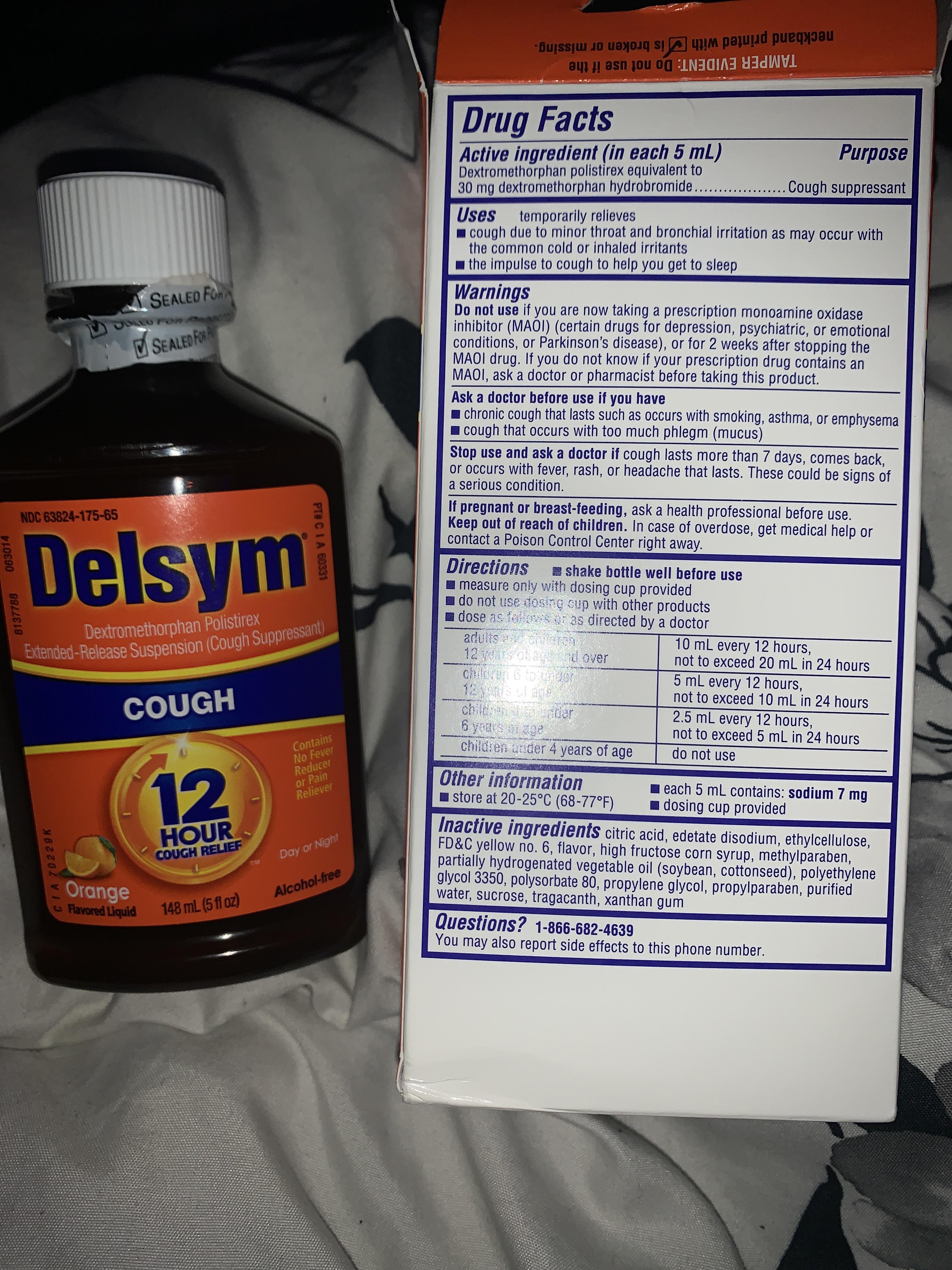 How much of this delsym should i take (160 pounds) and how many mg of