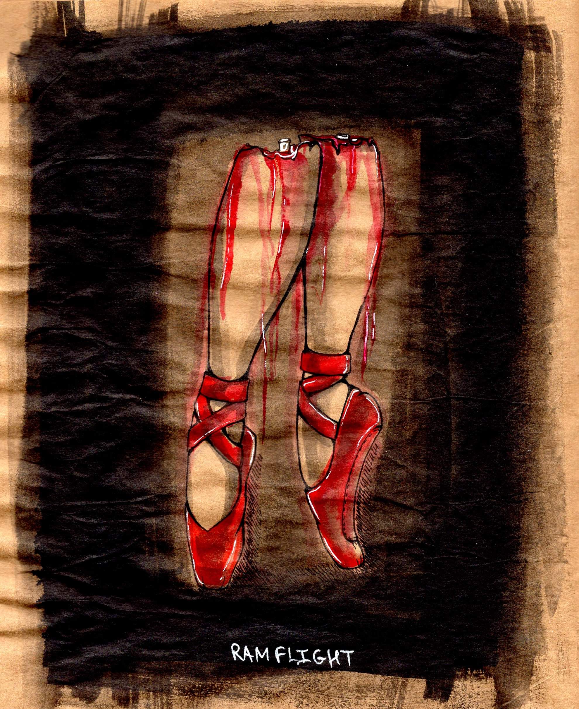 Red shoes by Ramflight (me), ink and watercolor, 2020 r/Art