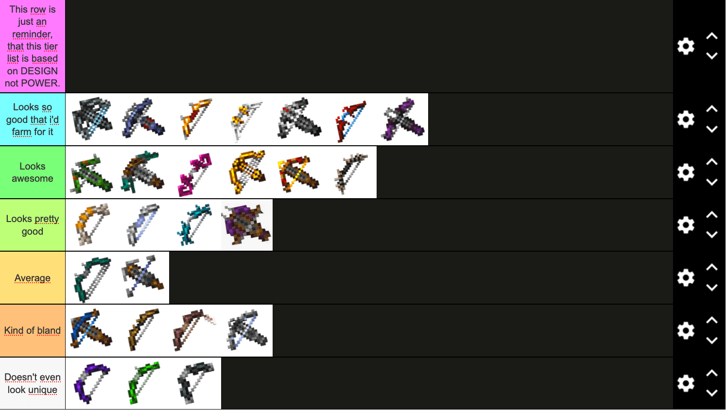 Minecraft dungeons Unique bows tier list ( based on design, not power