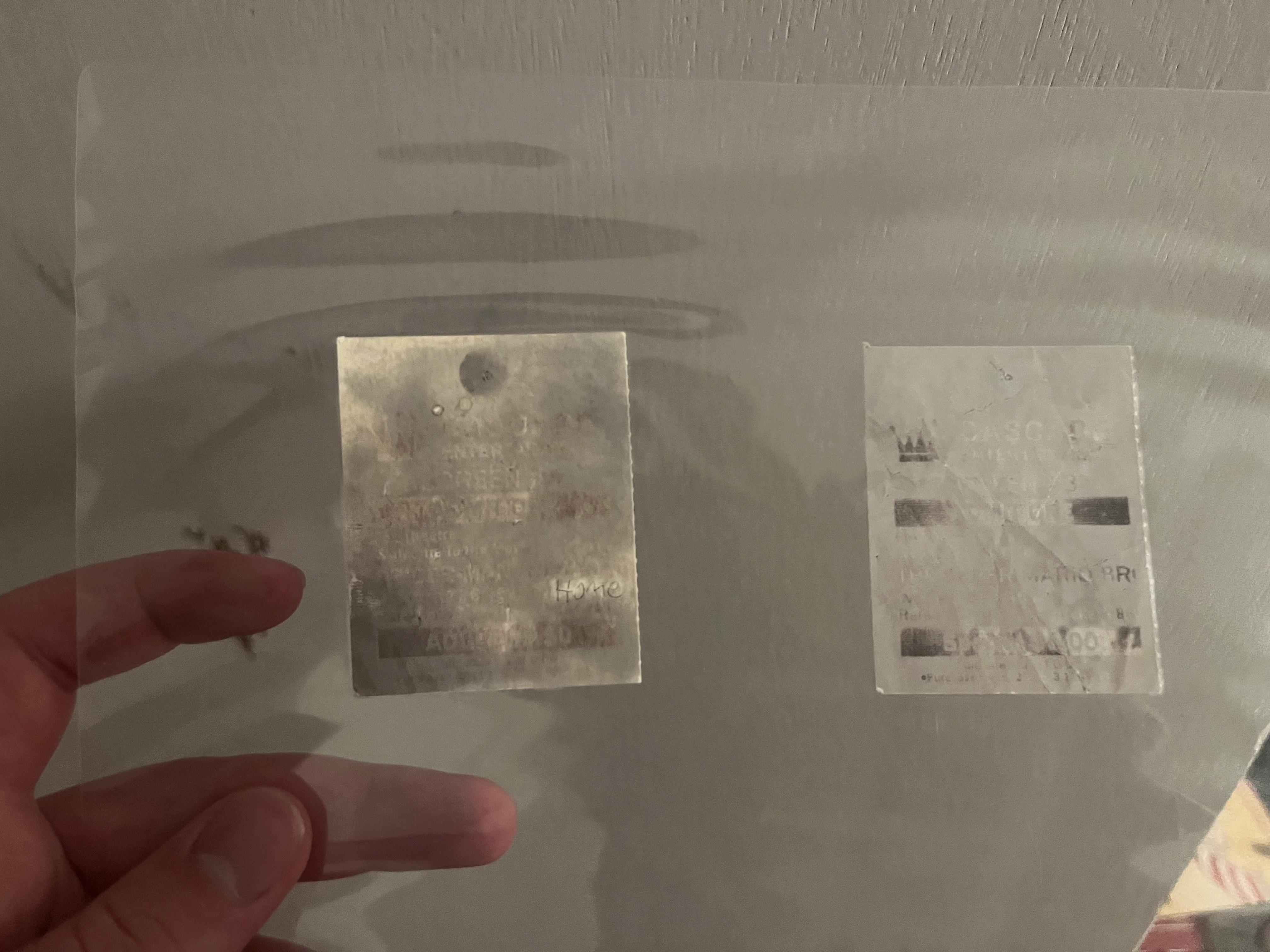 About a week ago I decided to laminate the tickets I kept for two