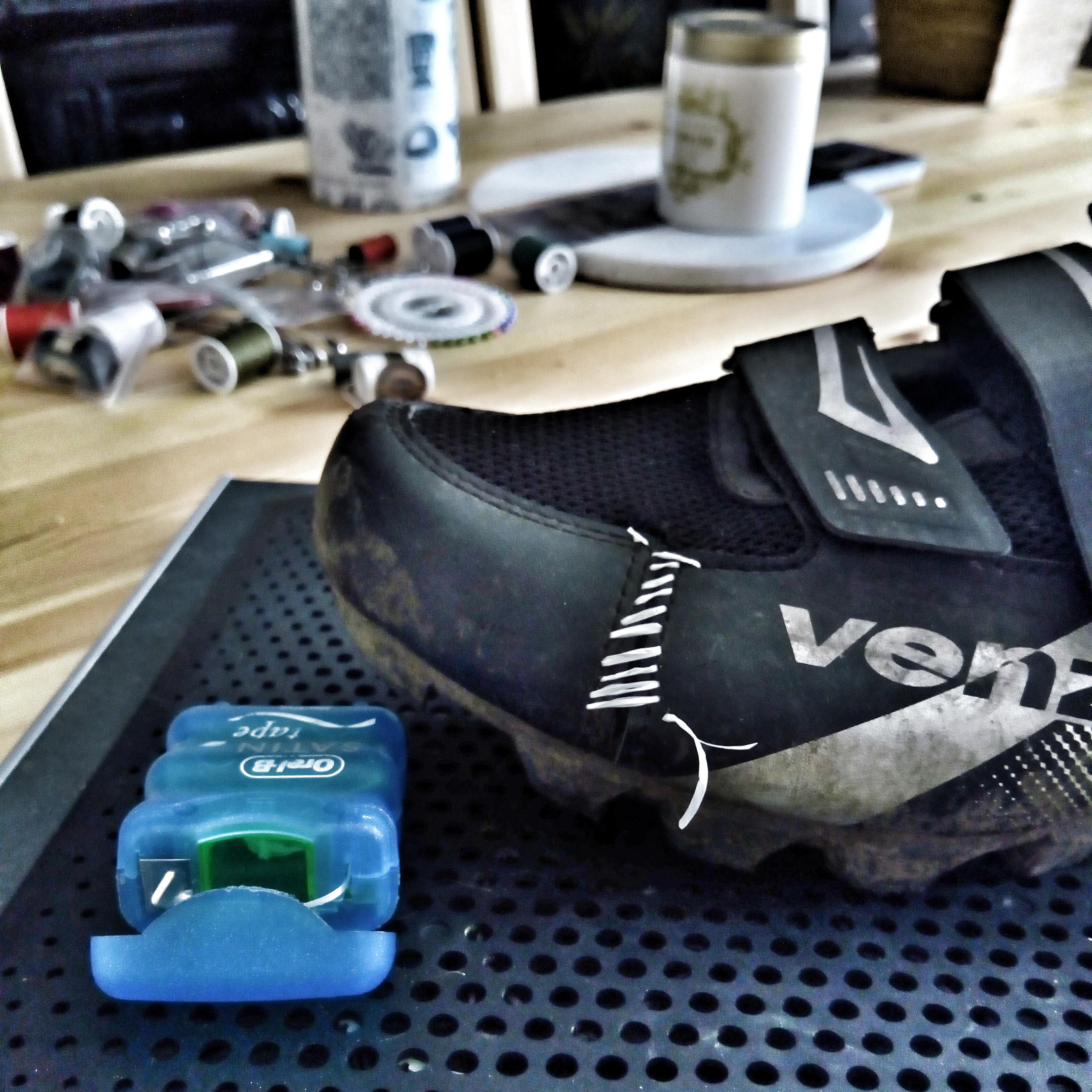 TIL you can perform emergency cycling shoe repairs with dental floss