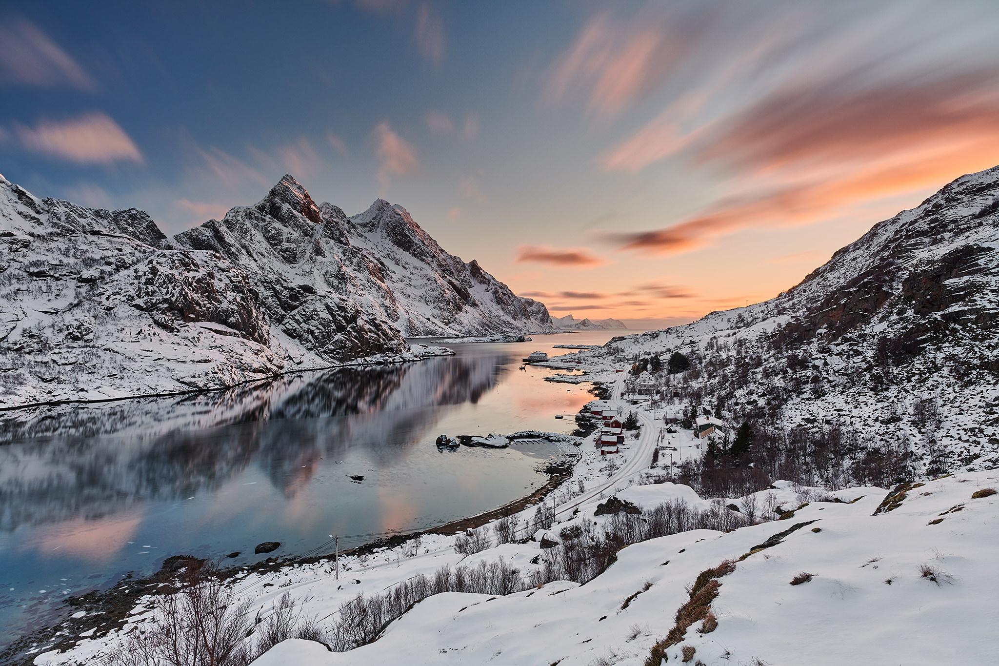 Frozen fjord in the Artic Circle, Norway r/pics