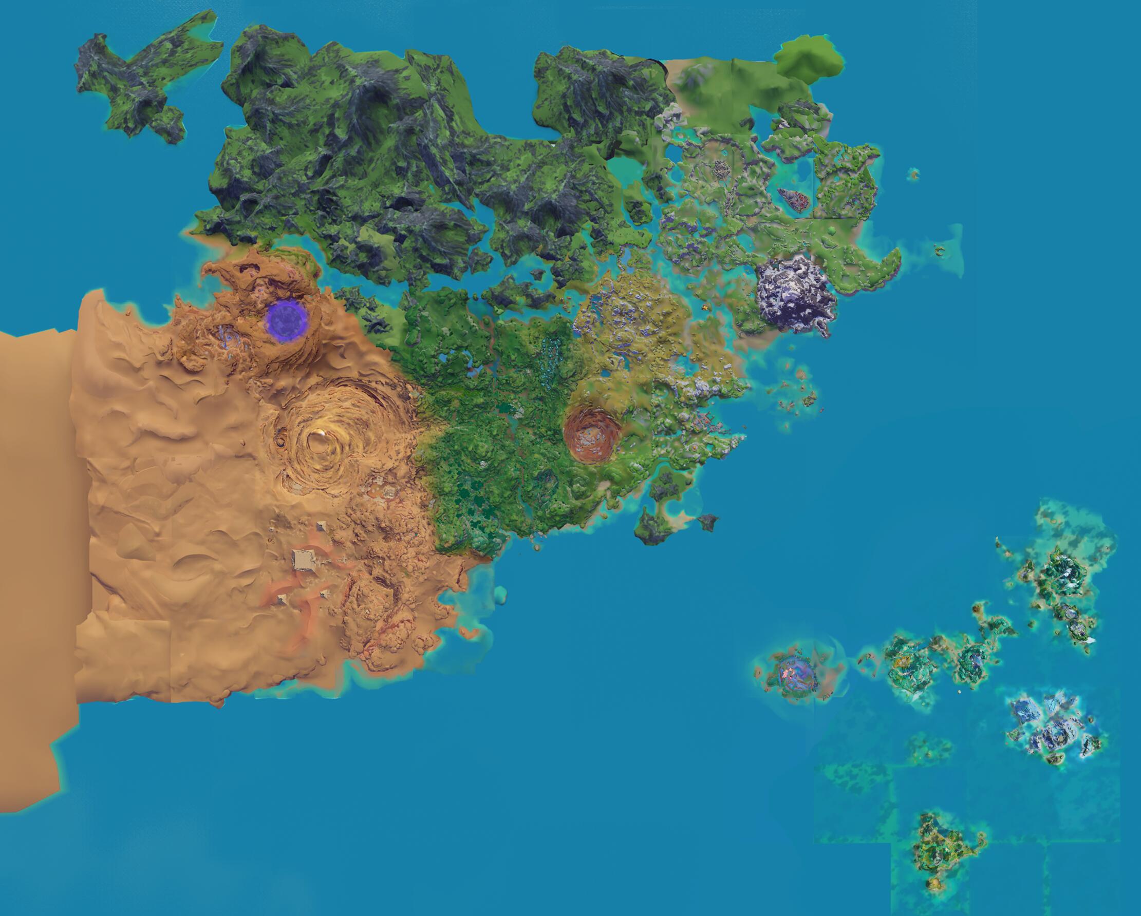 A satellite map of Teyvat as of 3.6 (ultralow distortion by stitching