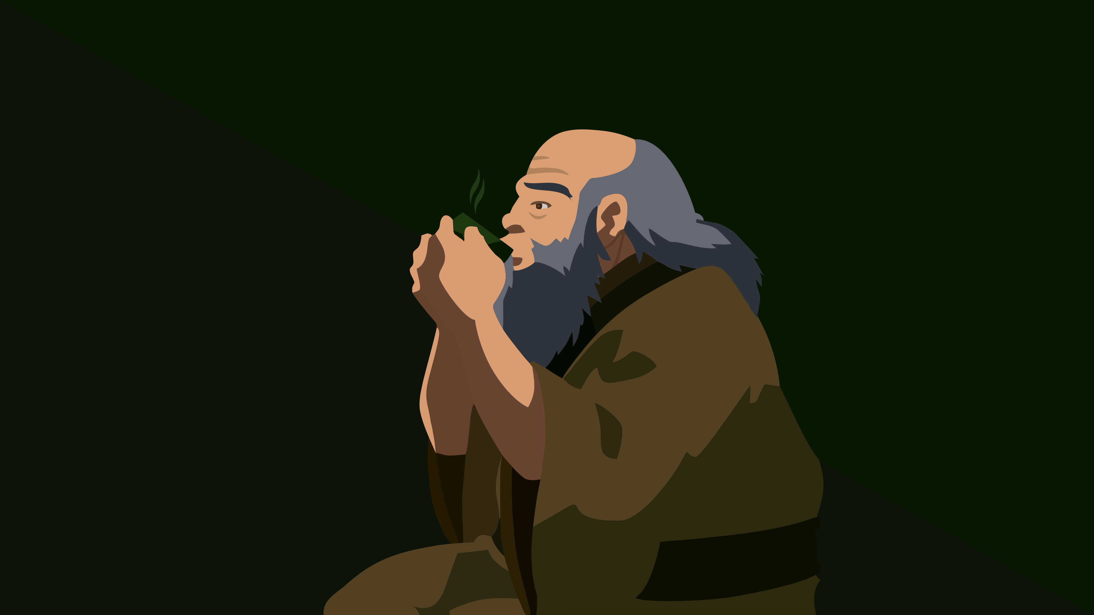 Uncle Iroh drinking Tea (rework) r/BendingWallpapers