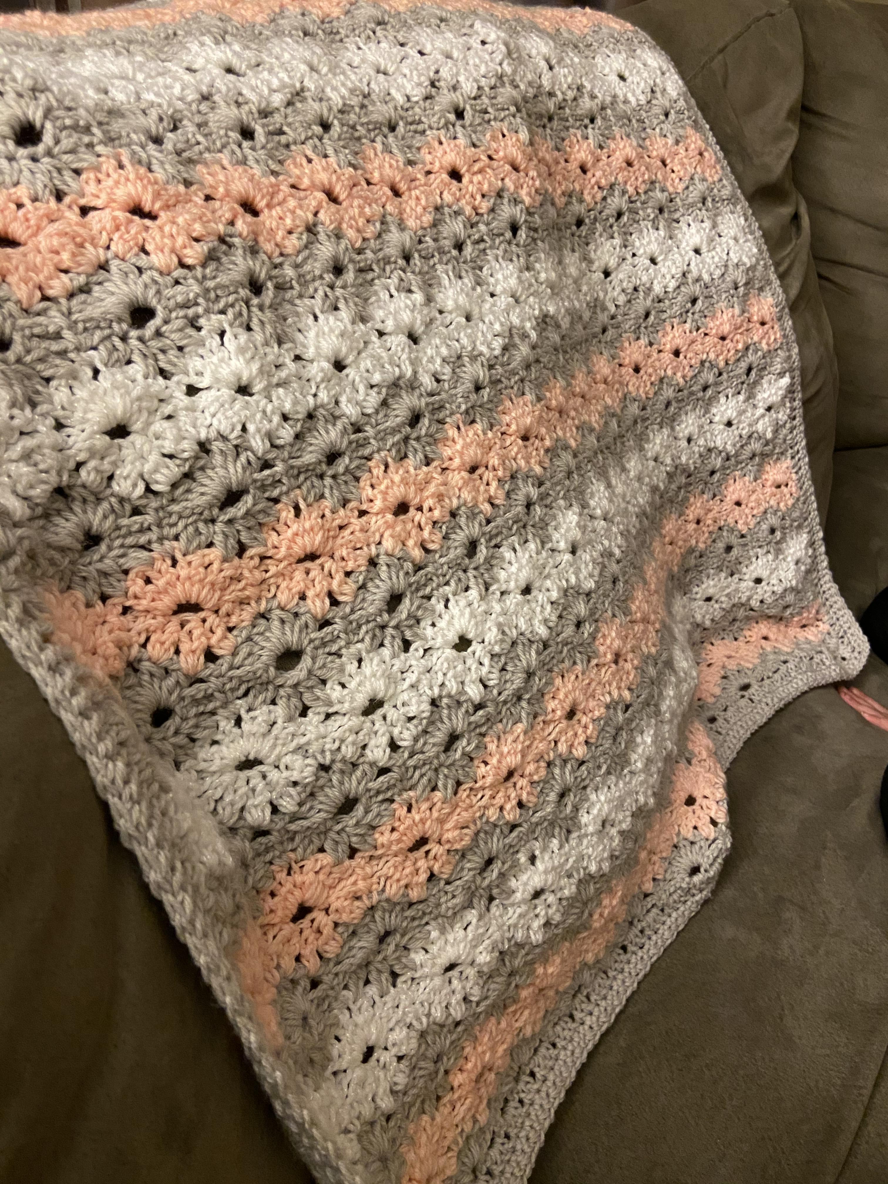 Daisy Farm Crafts Petal Stitch Baby Blanket I’ve been crocheting on