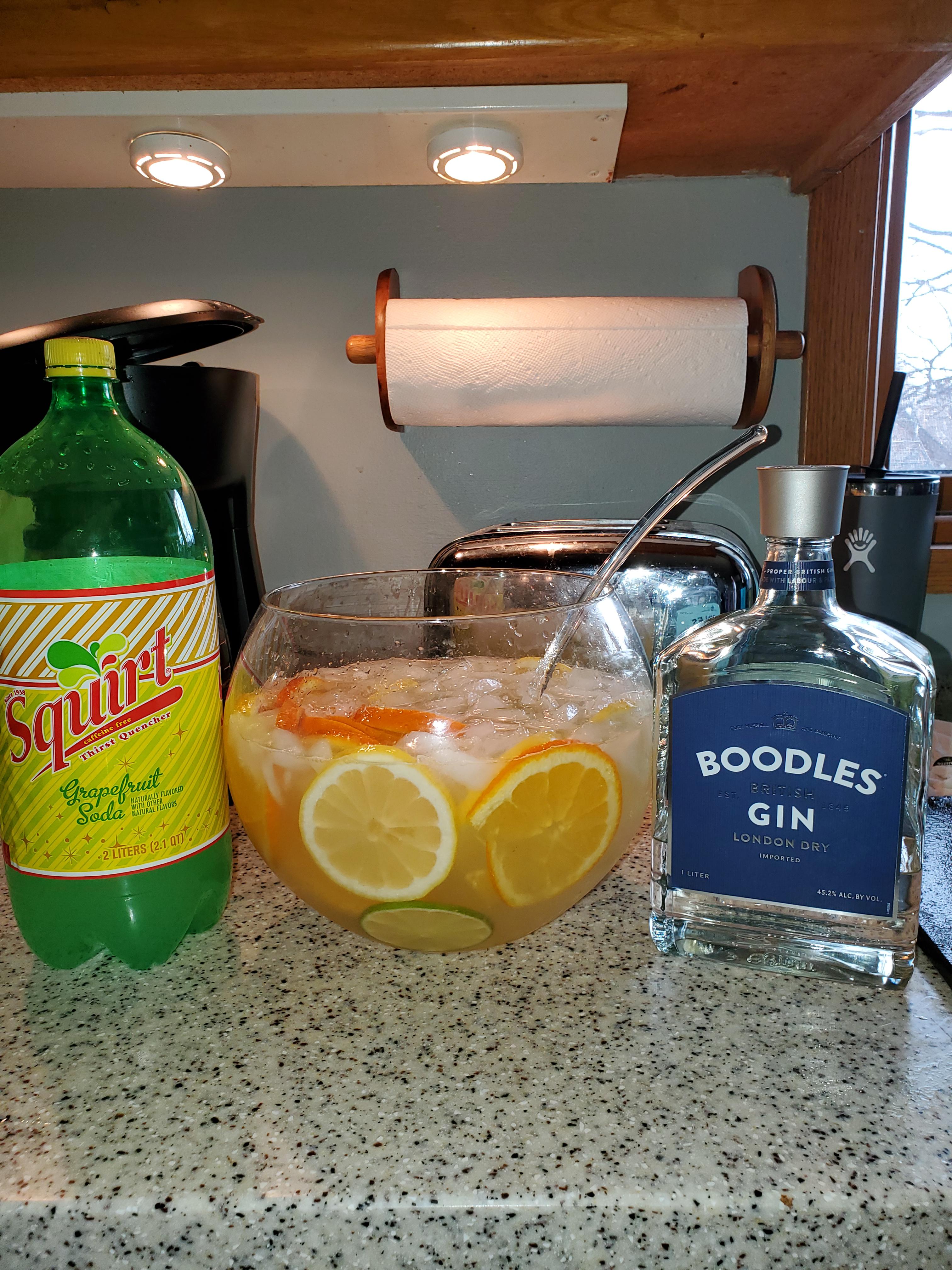 Patio Punch, 5 hrs of grilling ribs calls for a lot of beverages Gin