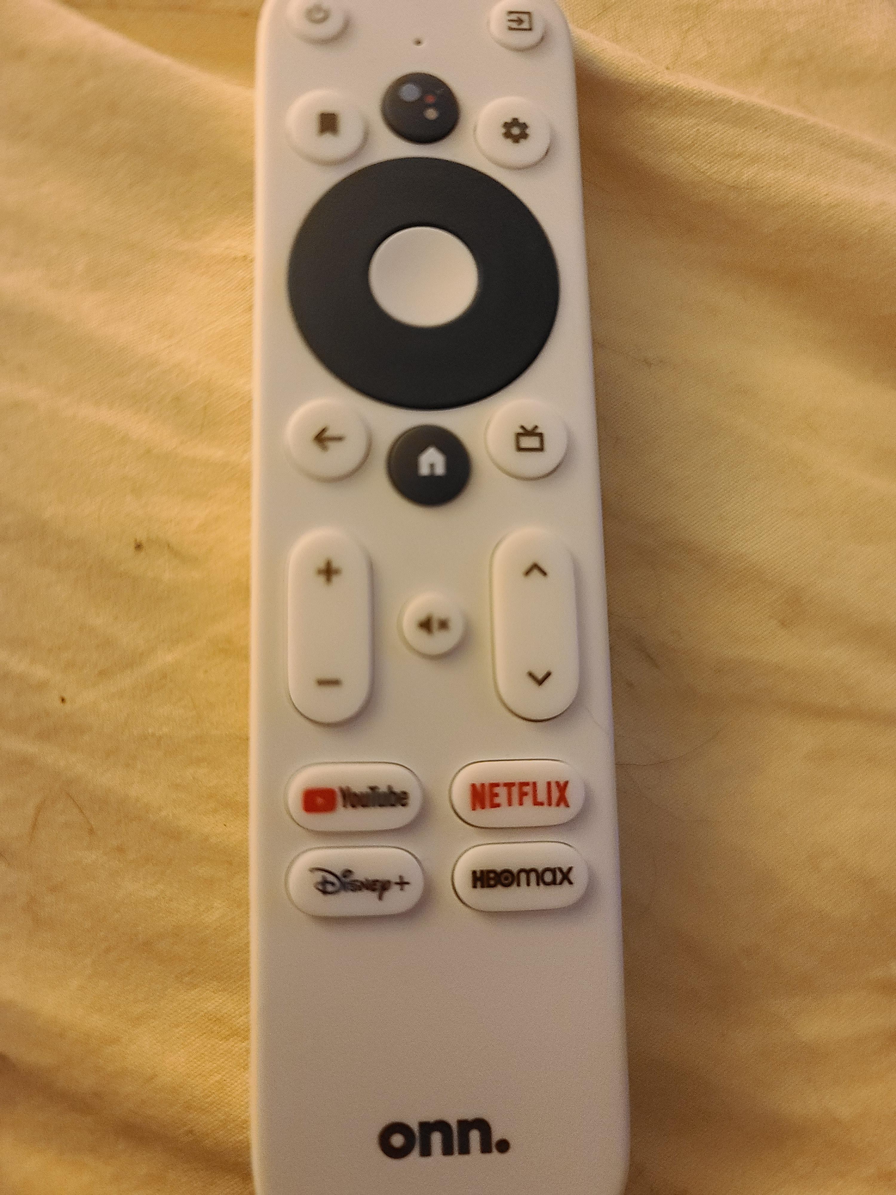 Onn streaming box remote. The TV button to the right of home defaults