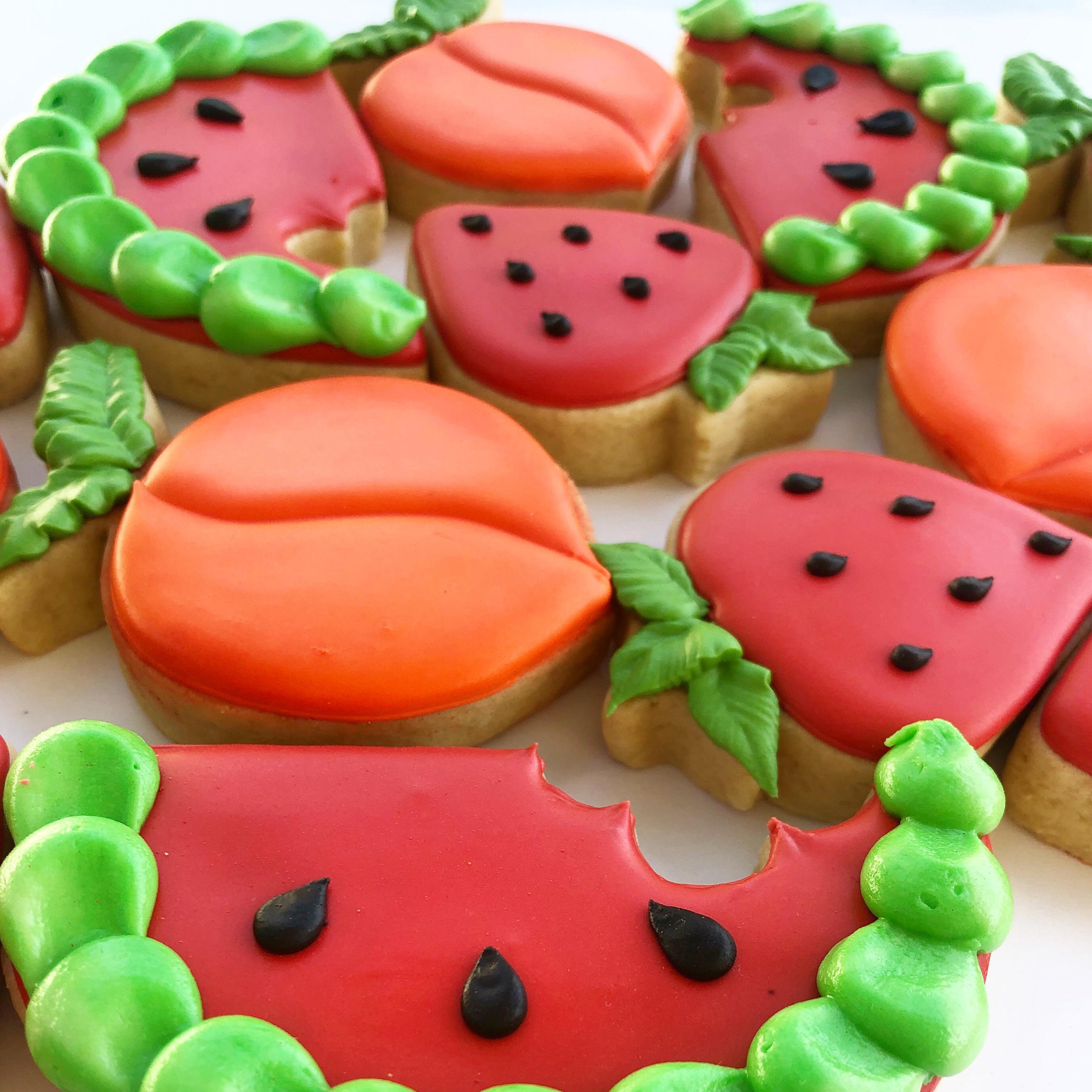 Some fruity cookies I finished last night. Decorated sugar cookies