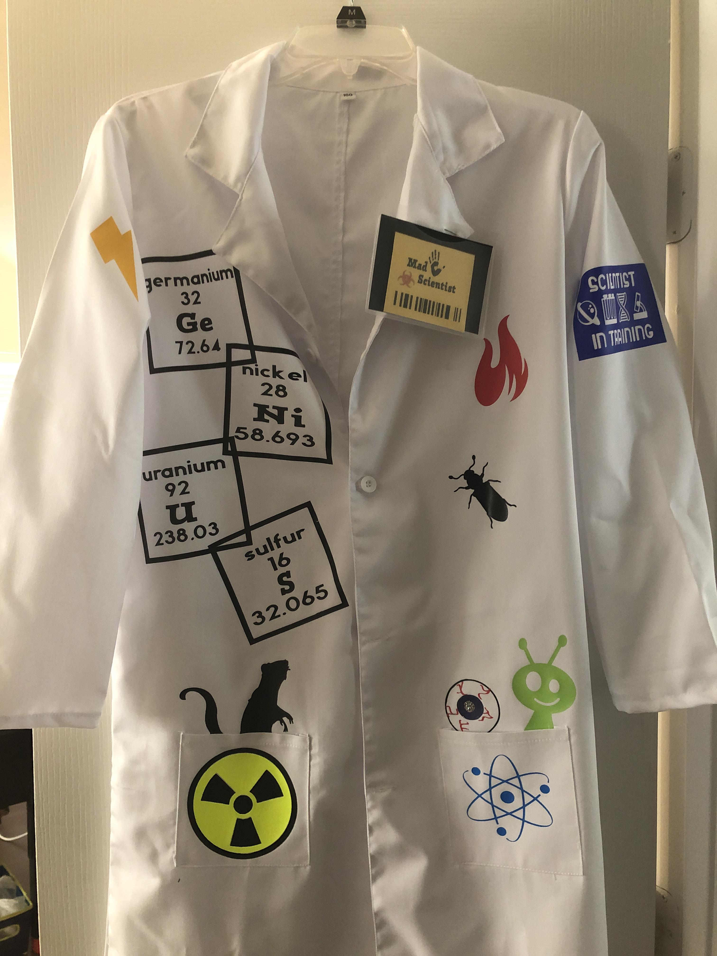 Mad scientist lab coat. My co worker son wanted to buy this costume