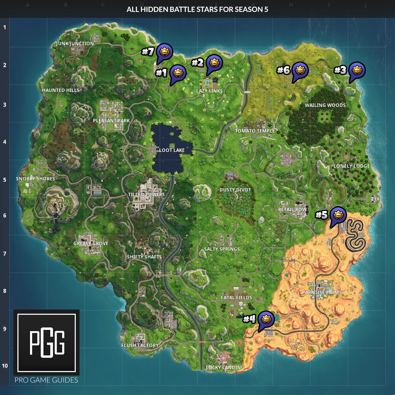 All Hidden Battle Stars for Season 5 Map (Cheat Sheet) r/FortNiteBR