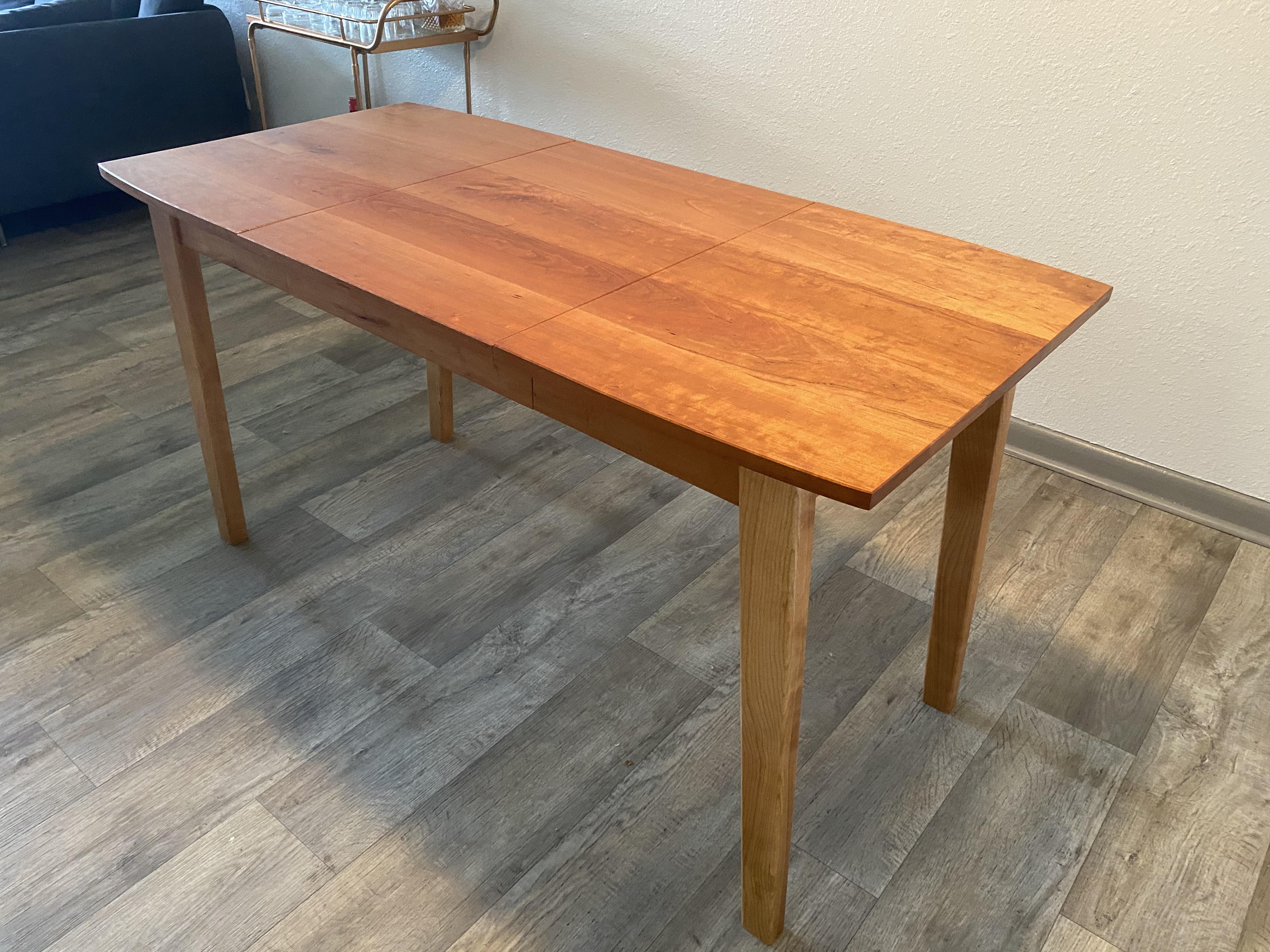 I built a dining table with a removable leaf. Build video link in