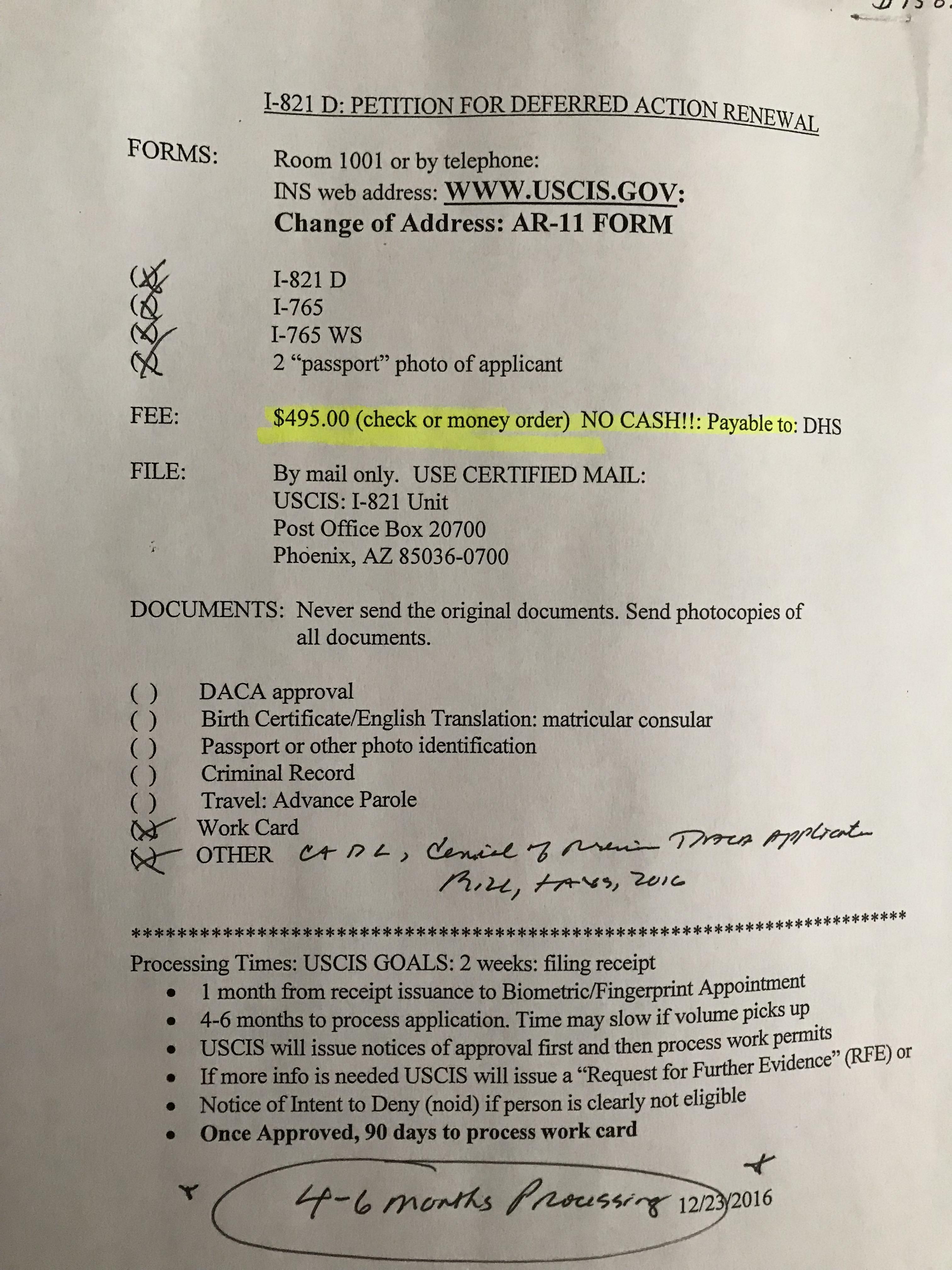 Checklist for DACA Renewal from LACBA Immigration Legal Assistance