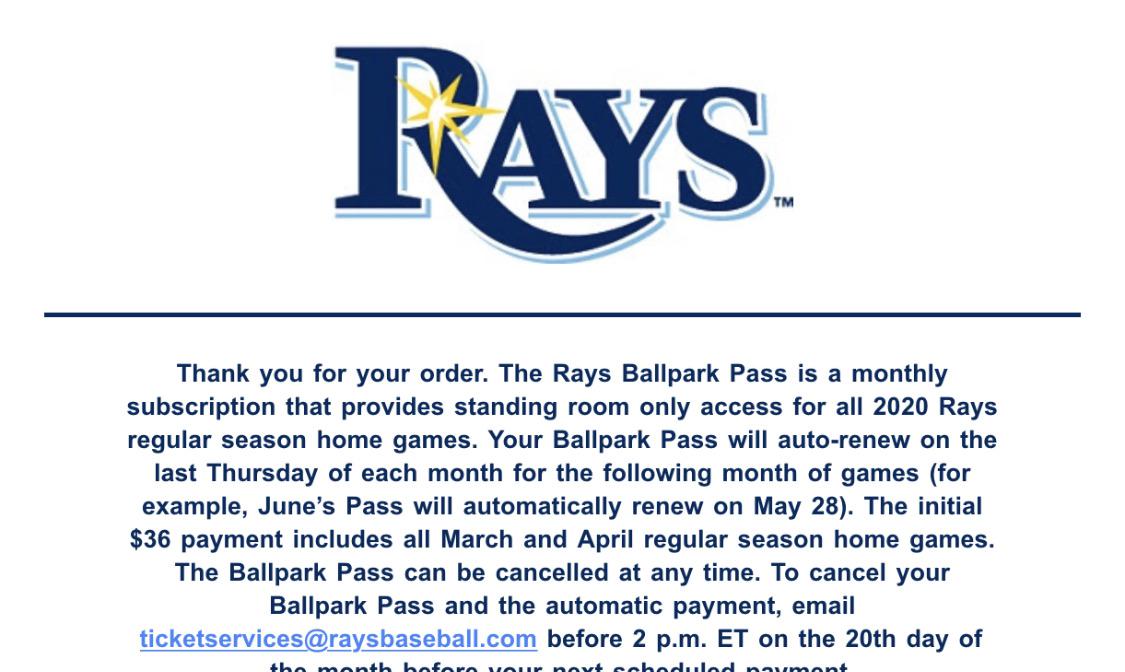 Ballpark Pass reopened Anyone else get a second chance? r/tampabayrays