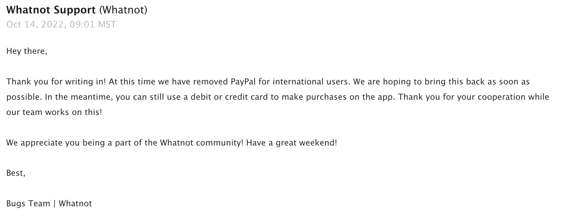 Reason why international buyers can't use PayPal atm r/whatnotapp