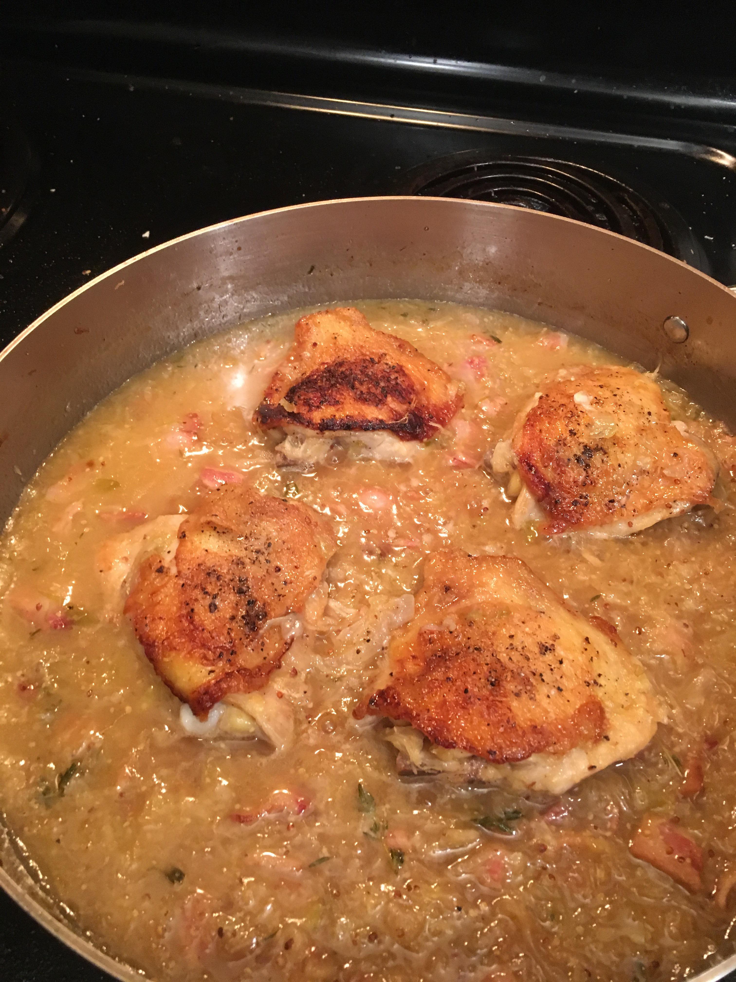 Crispy Braised Chicken Thighs with Cabbage and Bacon r/seriouseats