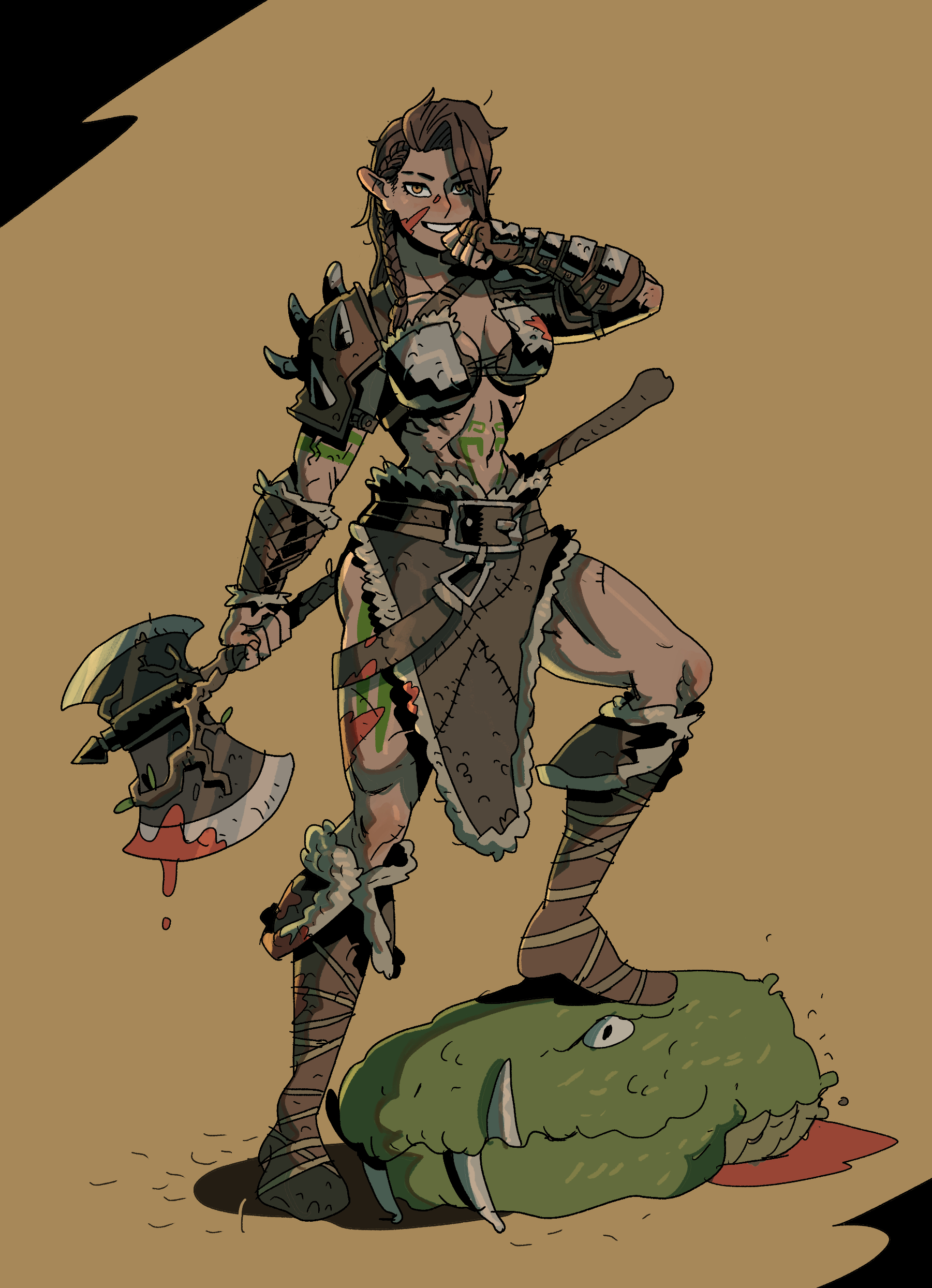 Wood Elf Barbarian, by Hou Jae (호우자 hou_jae04 on Twitter) r