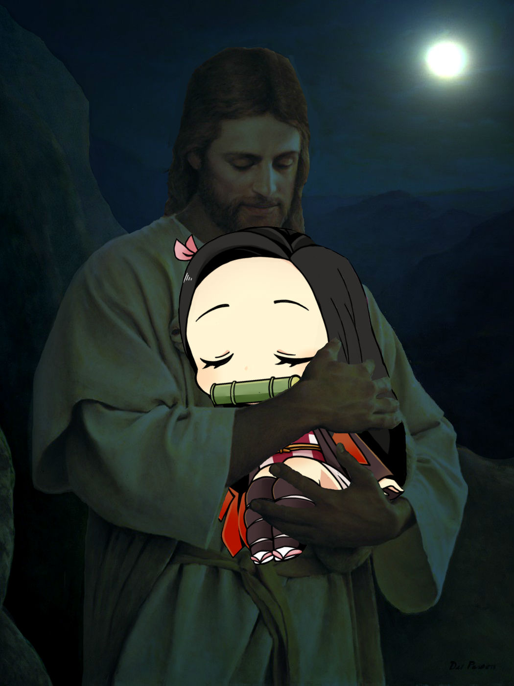 Jesus holding a cute Angel Animemes