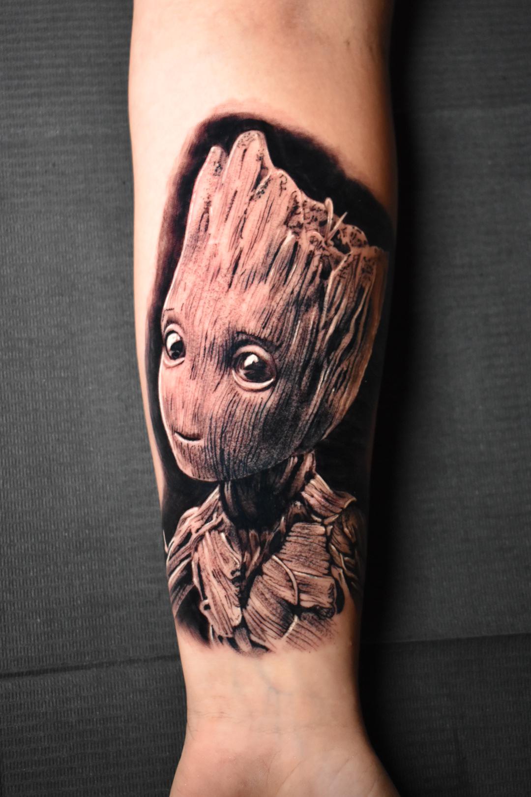 Baby Groot portrait by me. colemoreland_ink apprenticing at Addikted