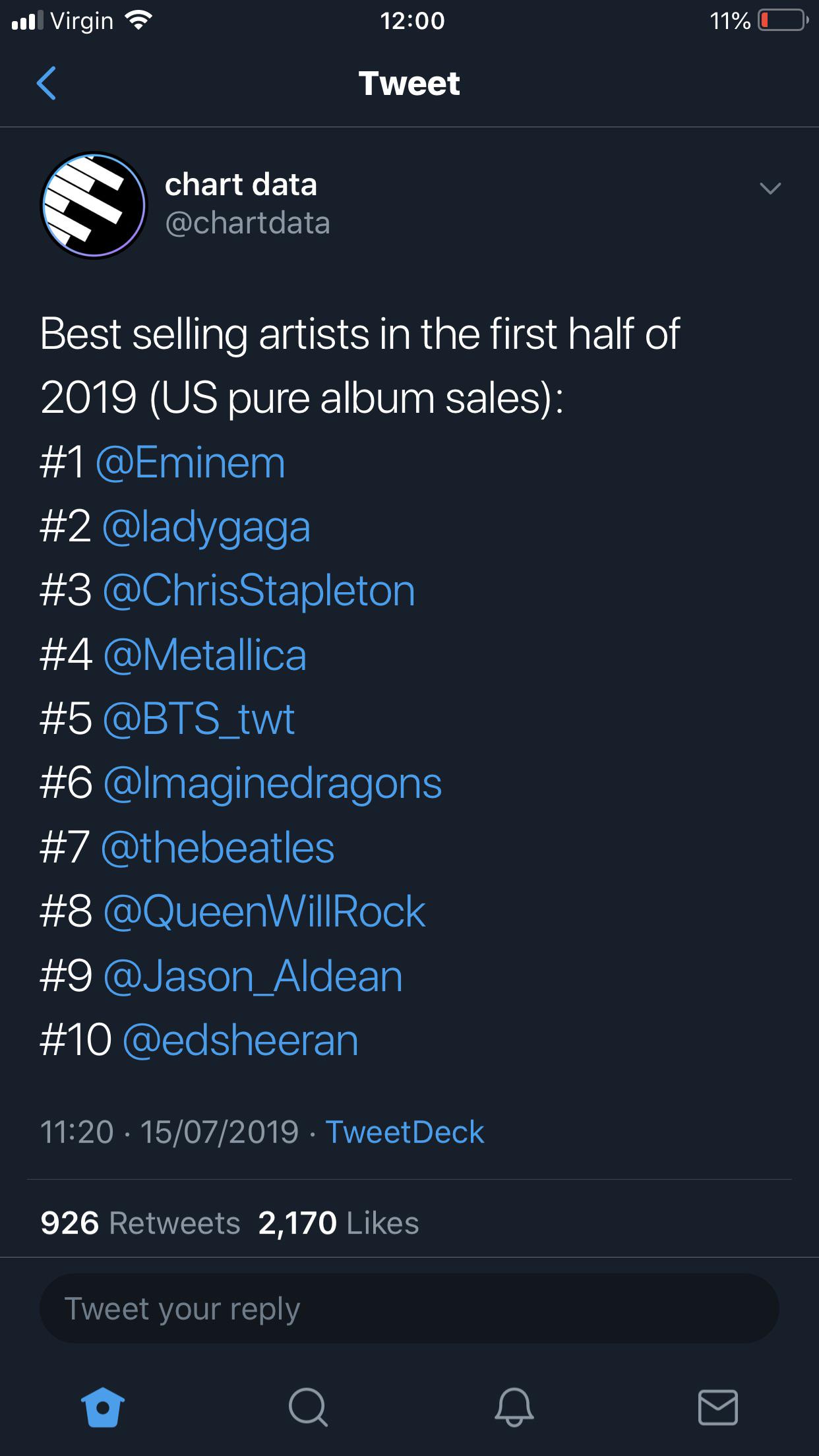 Eminem is the best selling artist for pure sales in 2019 so far r/Eminem