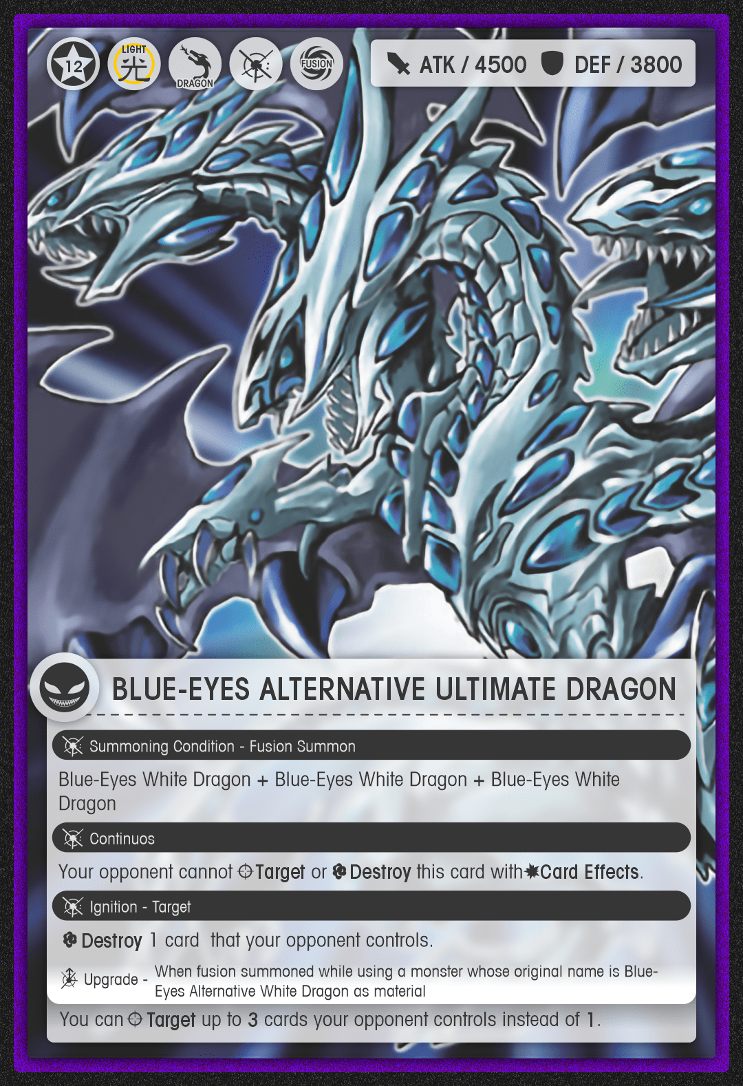 BlueEyes Alternative Ultimate Dragon on a modernized style yugioh
