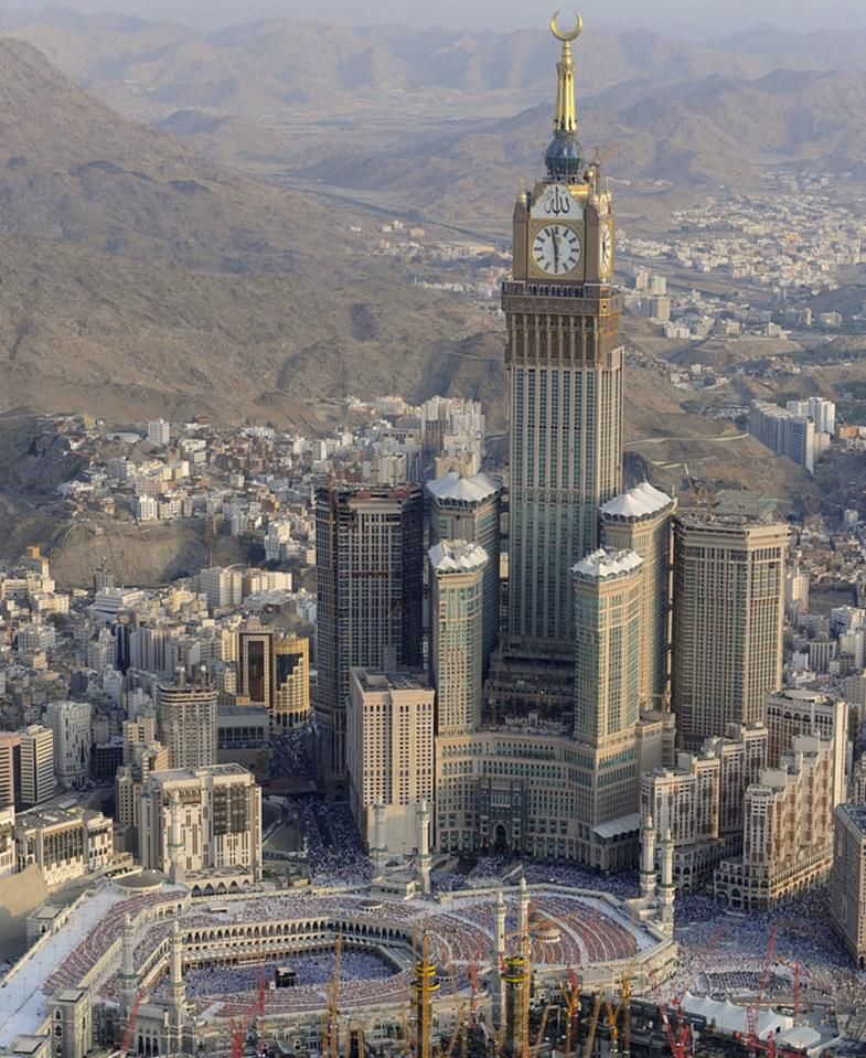 Abraj AlBait Towers in Mecca, Saudi Arabia. This is the world's third