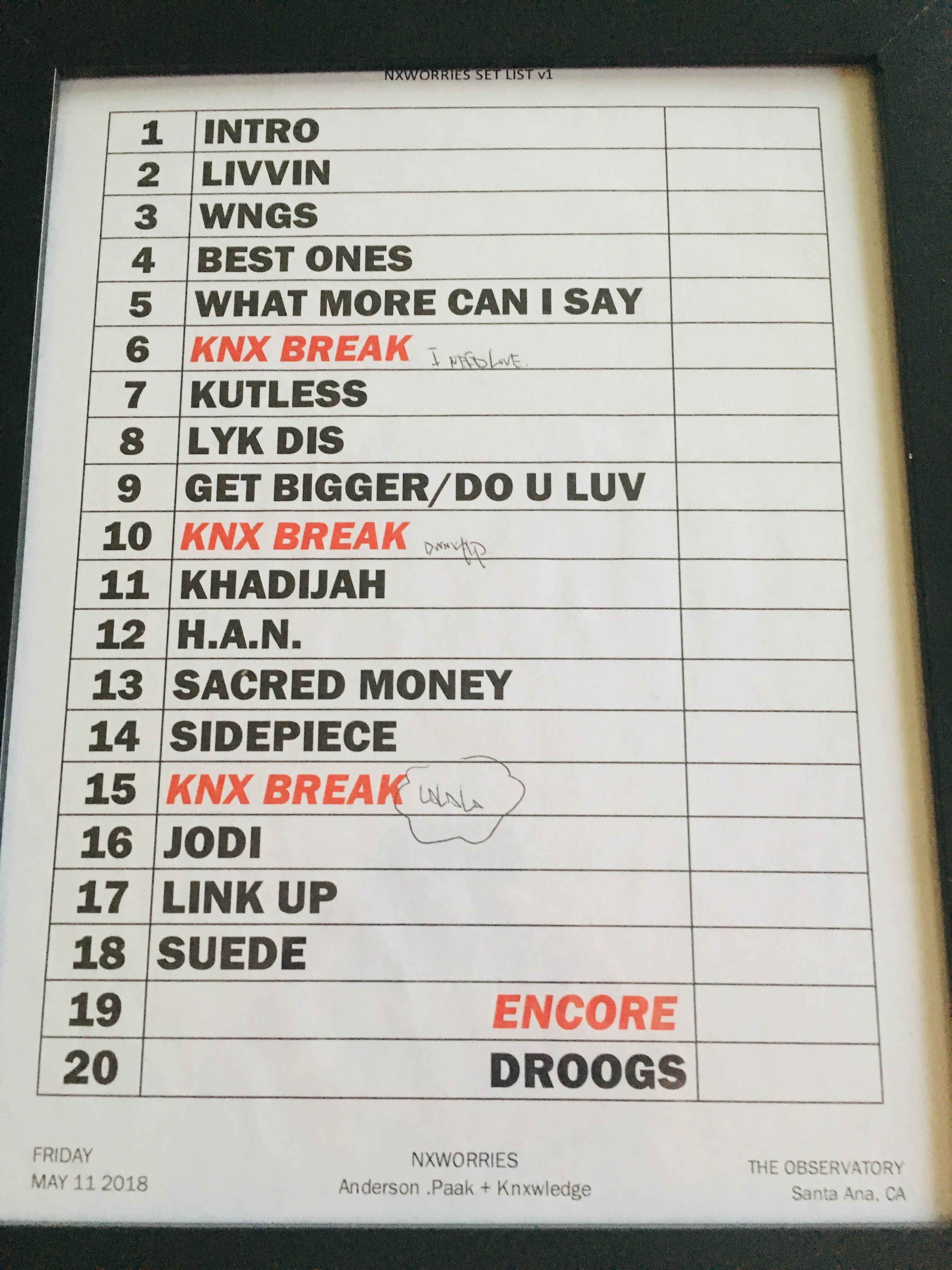 One of the coolest setlist from one of the coolest duos. Wish they