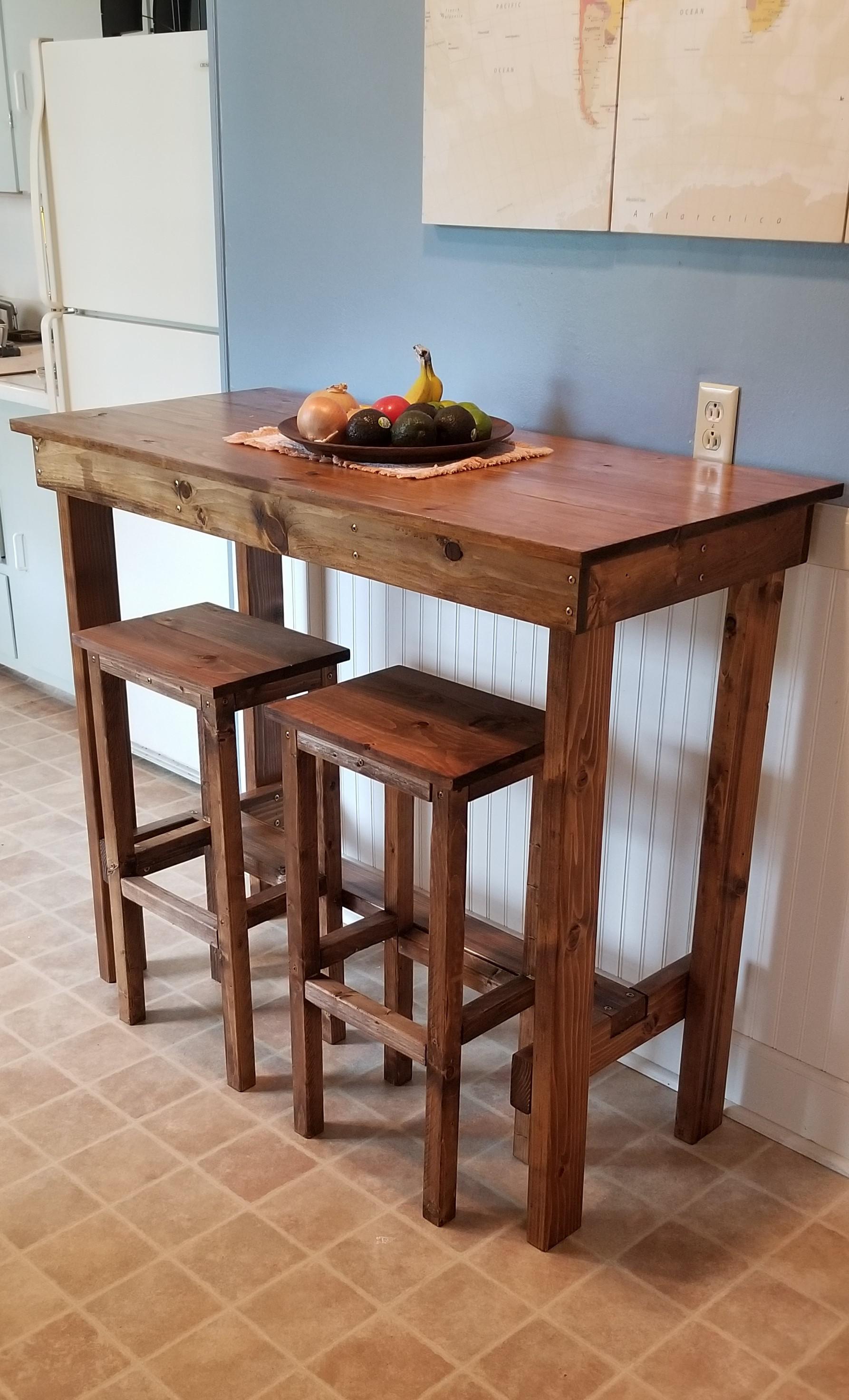 My first project. A bar table and stools. r/BeginnerWoodWorking