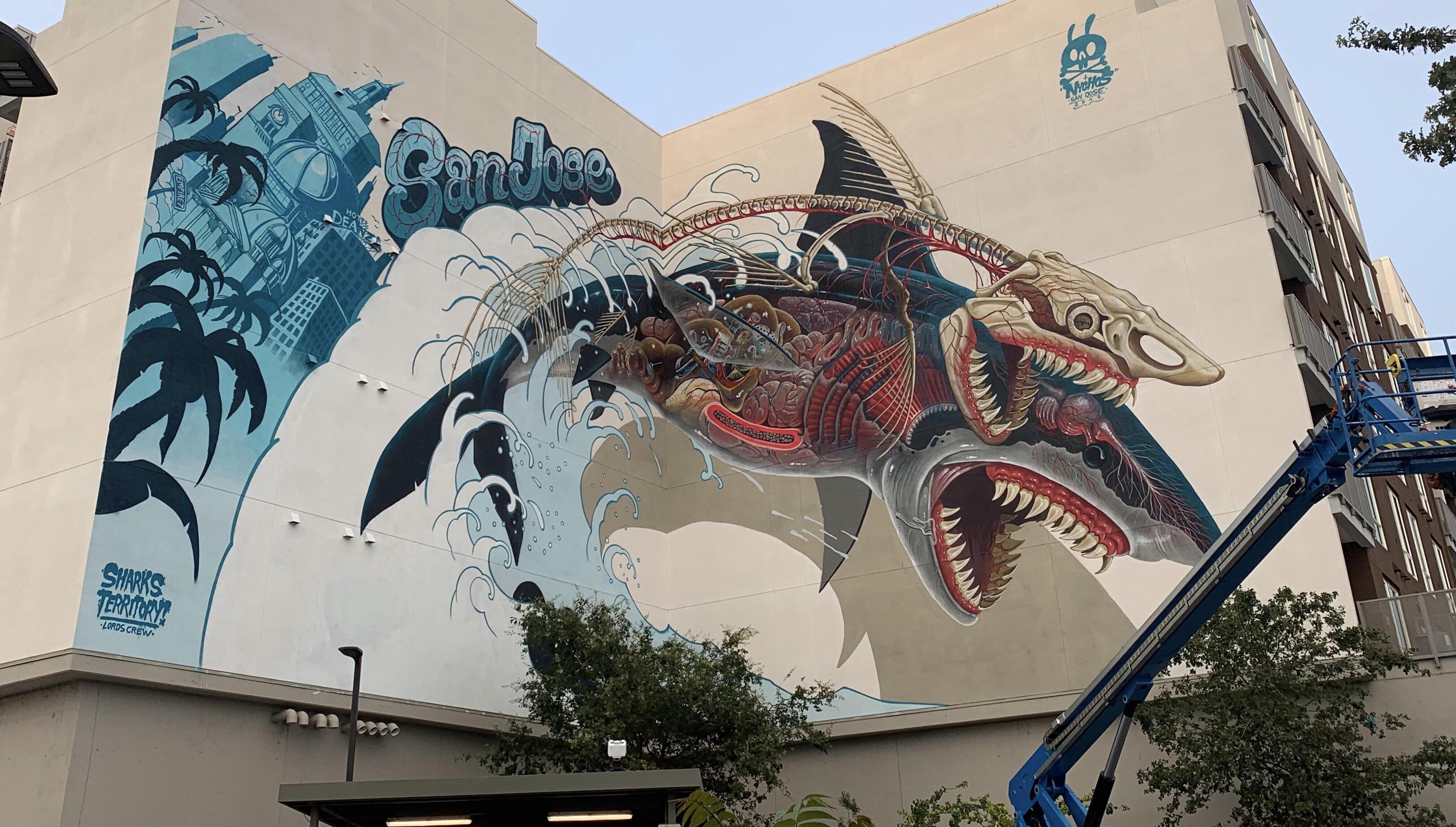 New Sharks mural in San Jose by Nychos r/hockey