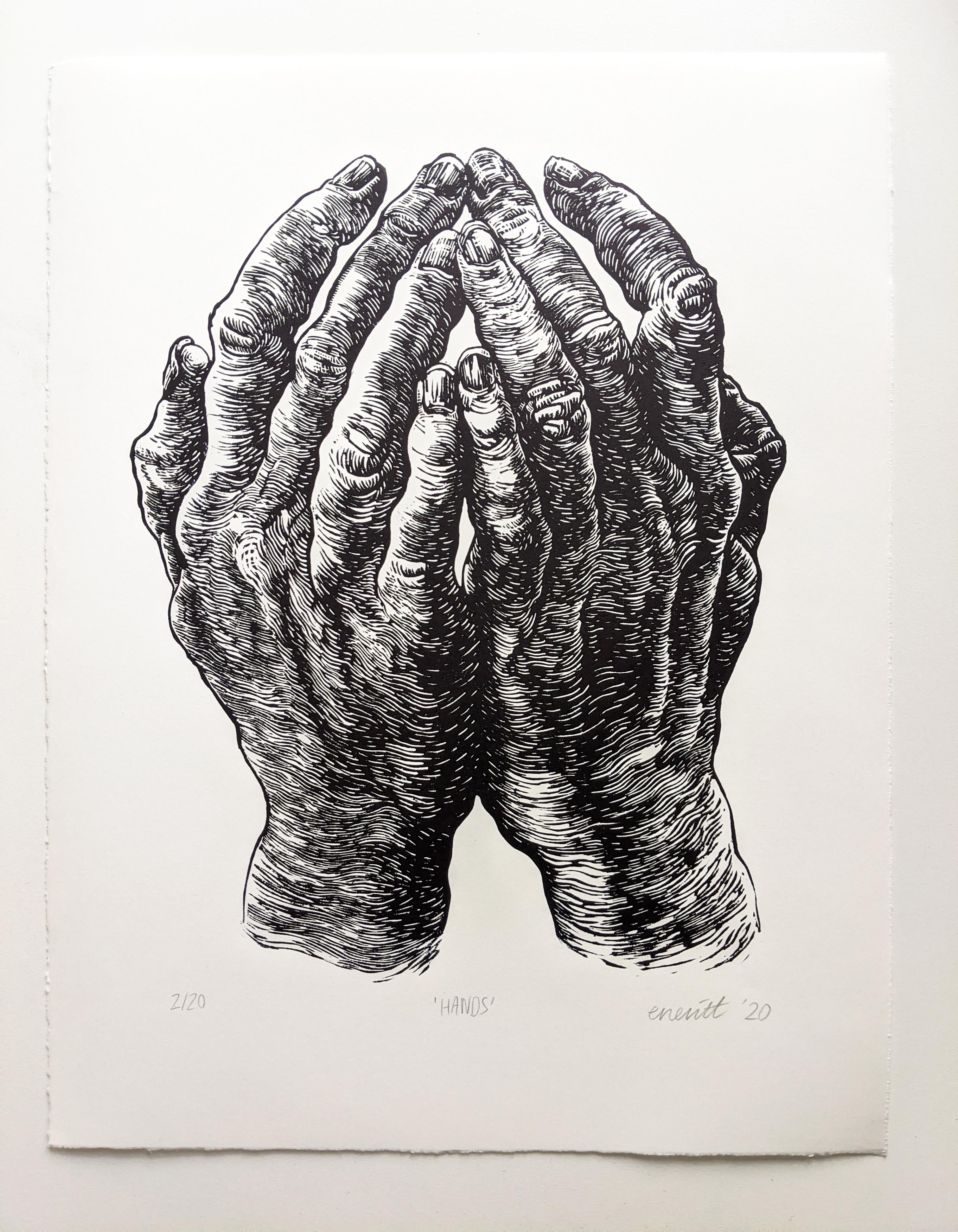 Hands Linocut r/printmaking