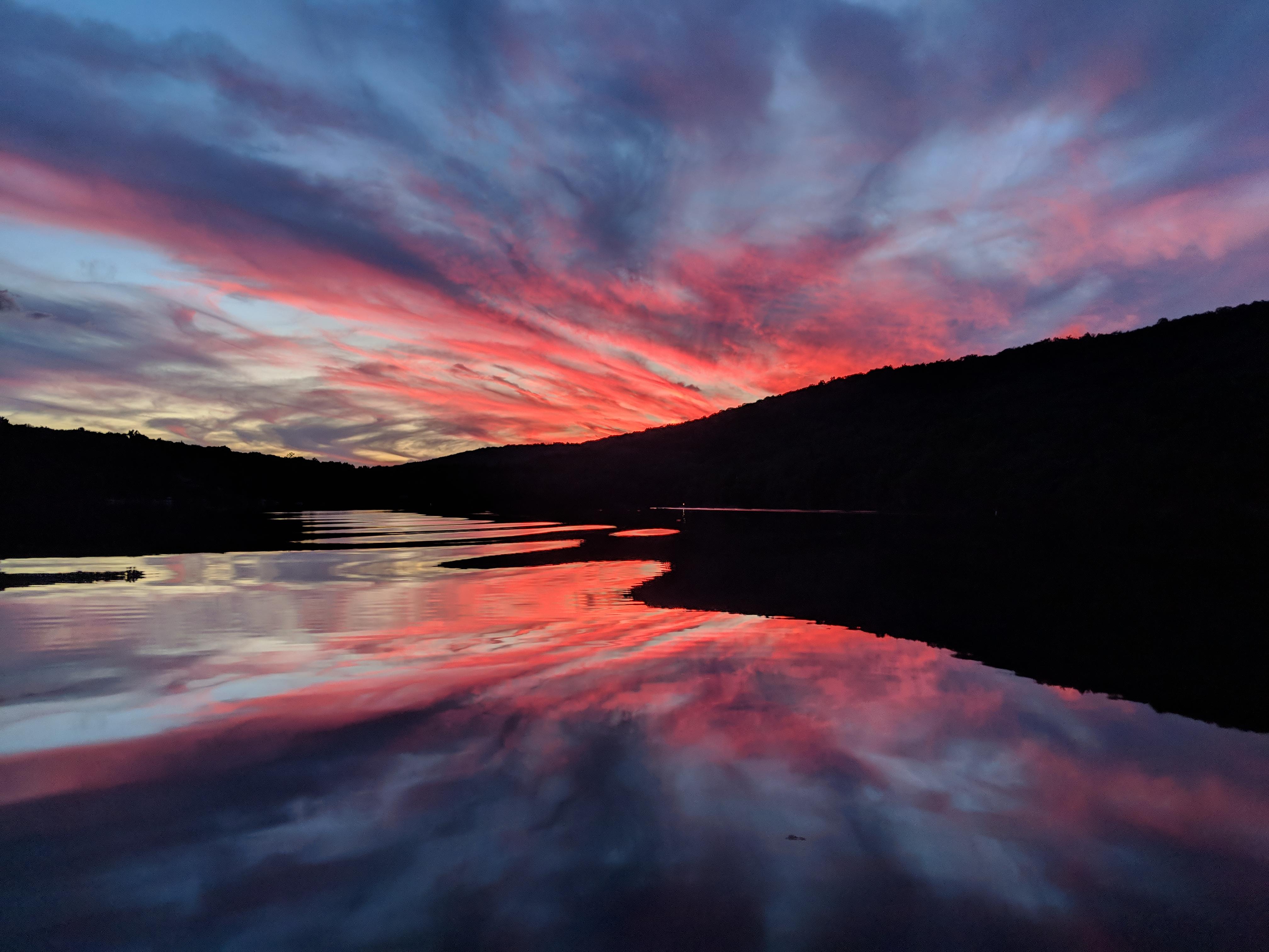 Perfect sunset over Lily Lake, PA r/pics