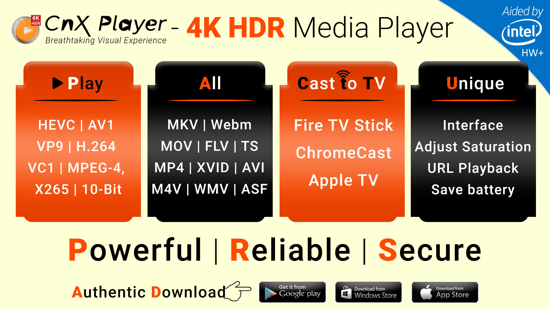 Play 4K HDR Media Player Windows10 iOS Android r/cnx_player