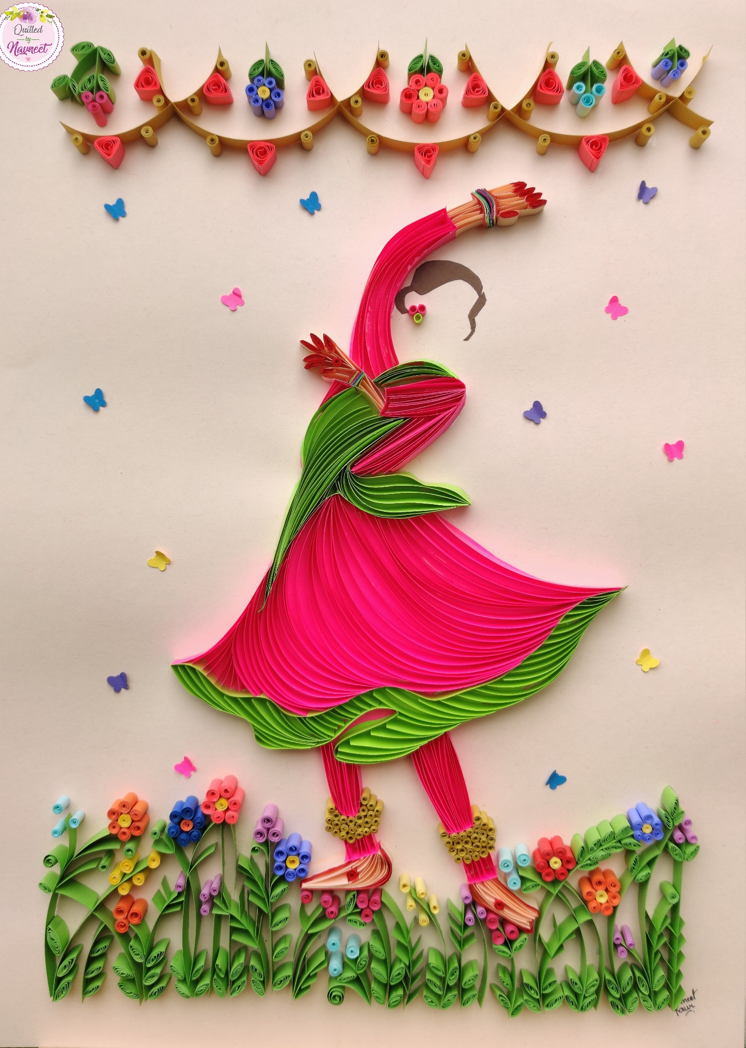 Wife made this amazing QUILLING art for a Kathak ( indian dance form