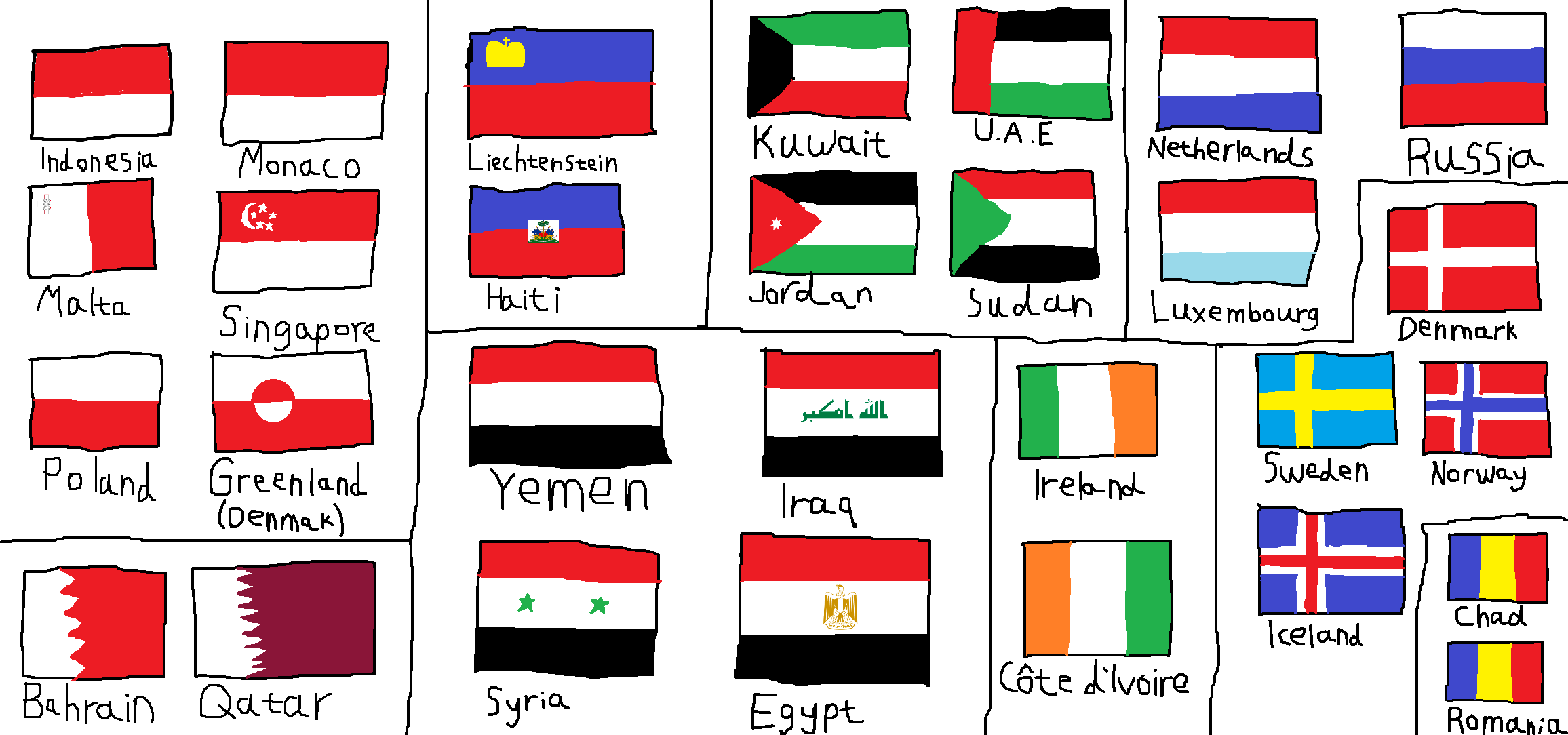 I decided to draw similar flags as I was bored. (If I missed any please