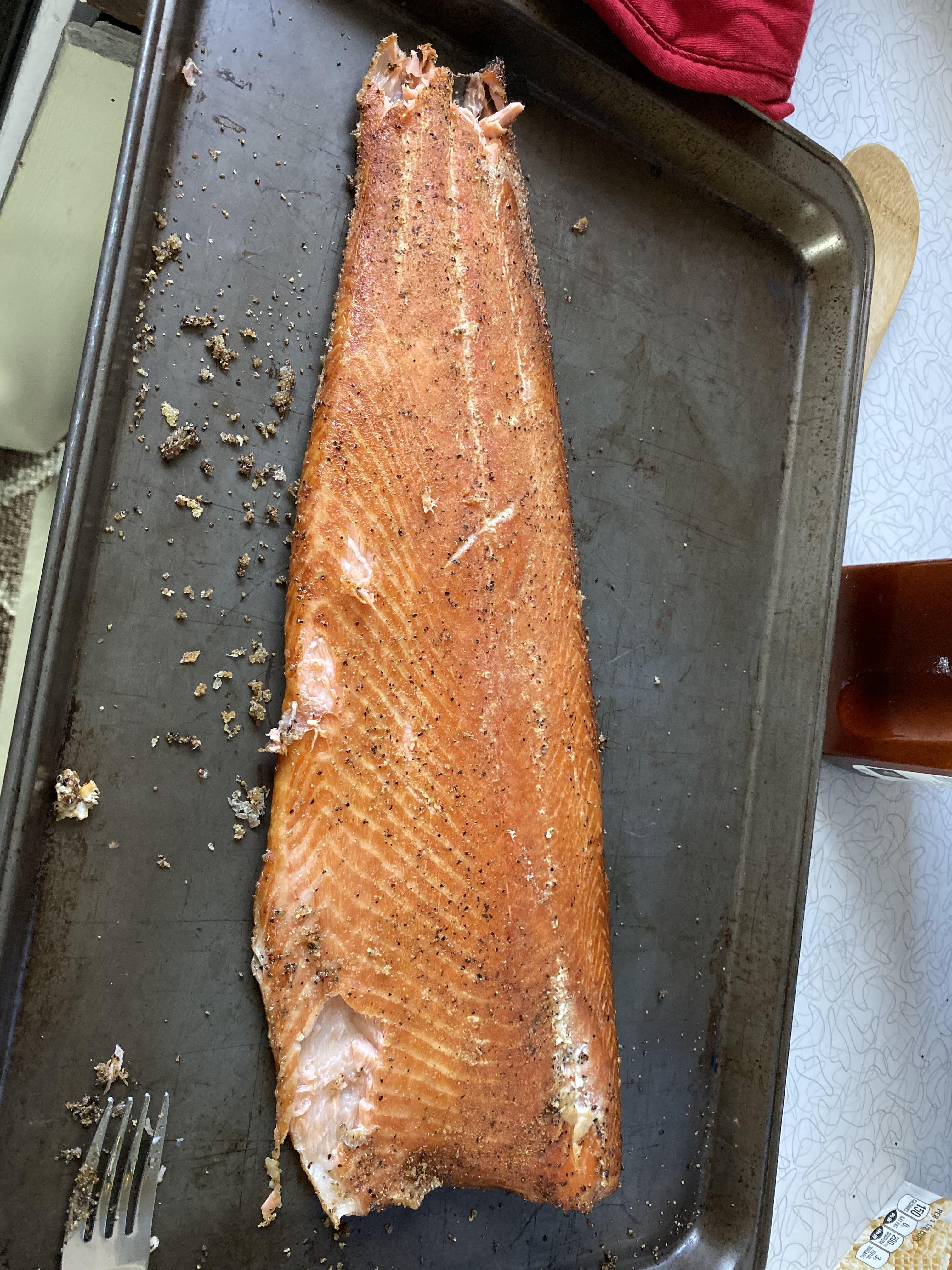 Smoked salmon. 225 degrees for 2 hours. Salt, lemon pepper. r/FoodPorn
