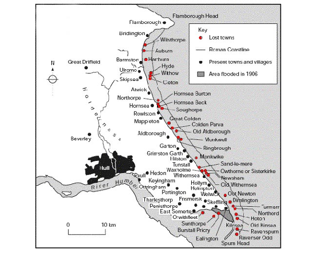 Villages Lost to Erosion on the Holderness Coast r/MapPorn