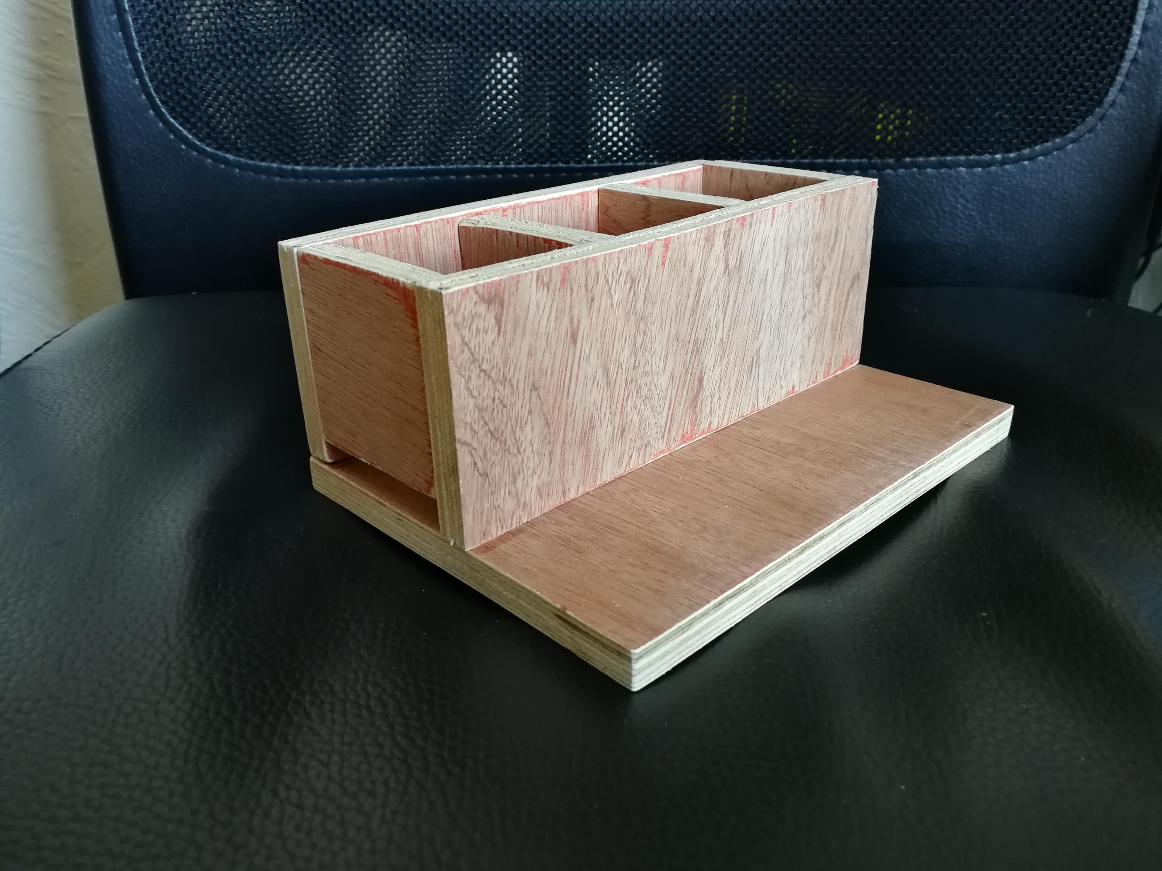 My first build; a Plywood Desk Tidy. I don't have many tools so this