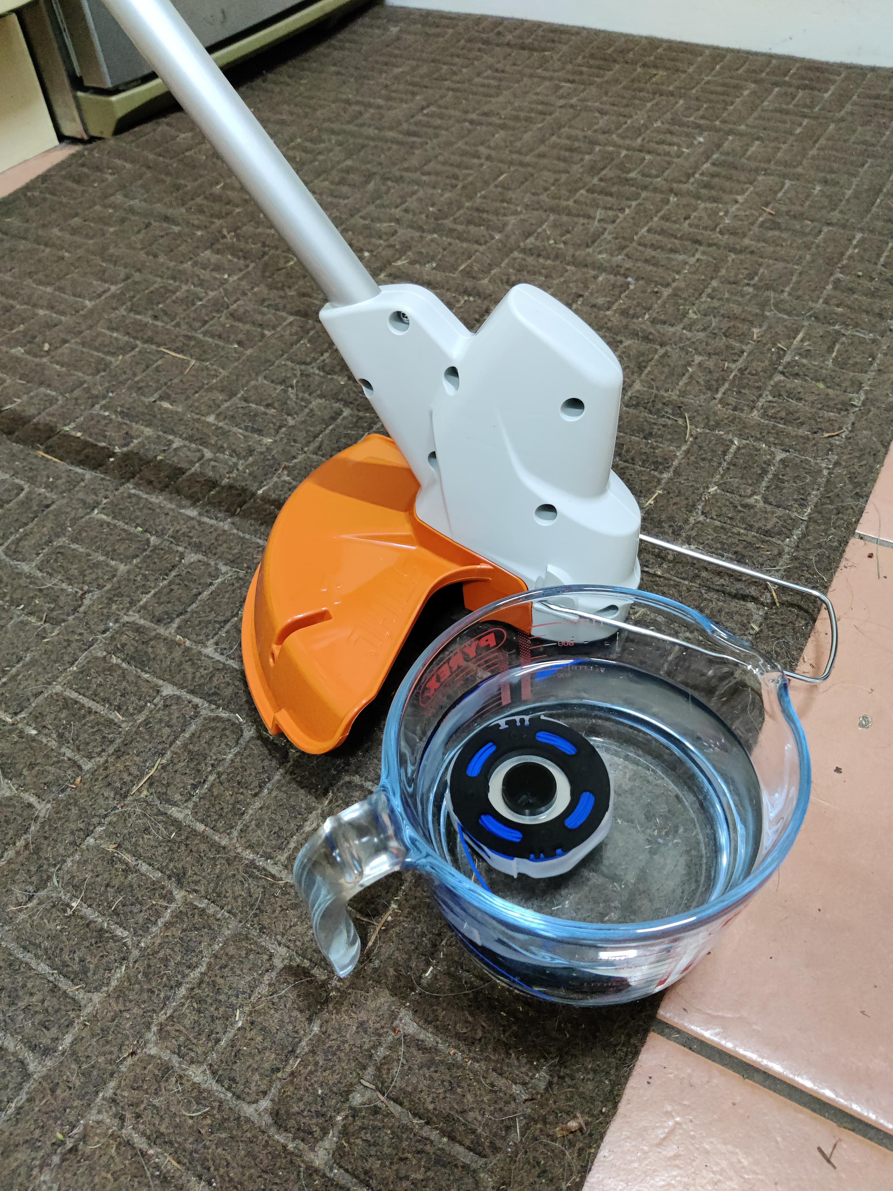 New Strimmer Day. Today I learned that you should soak strimmer line in