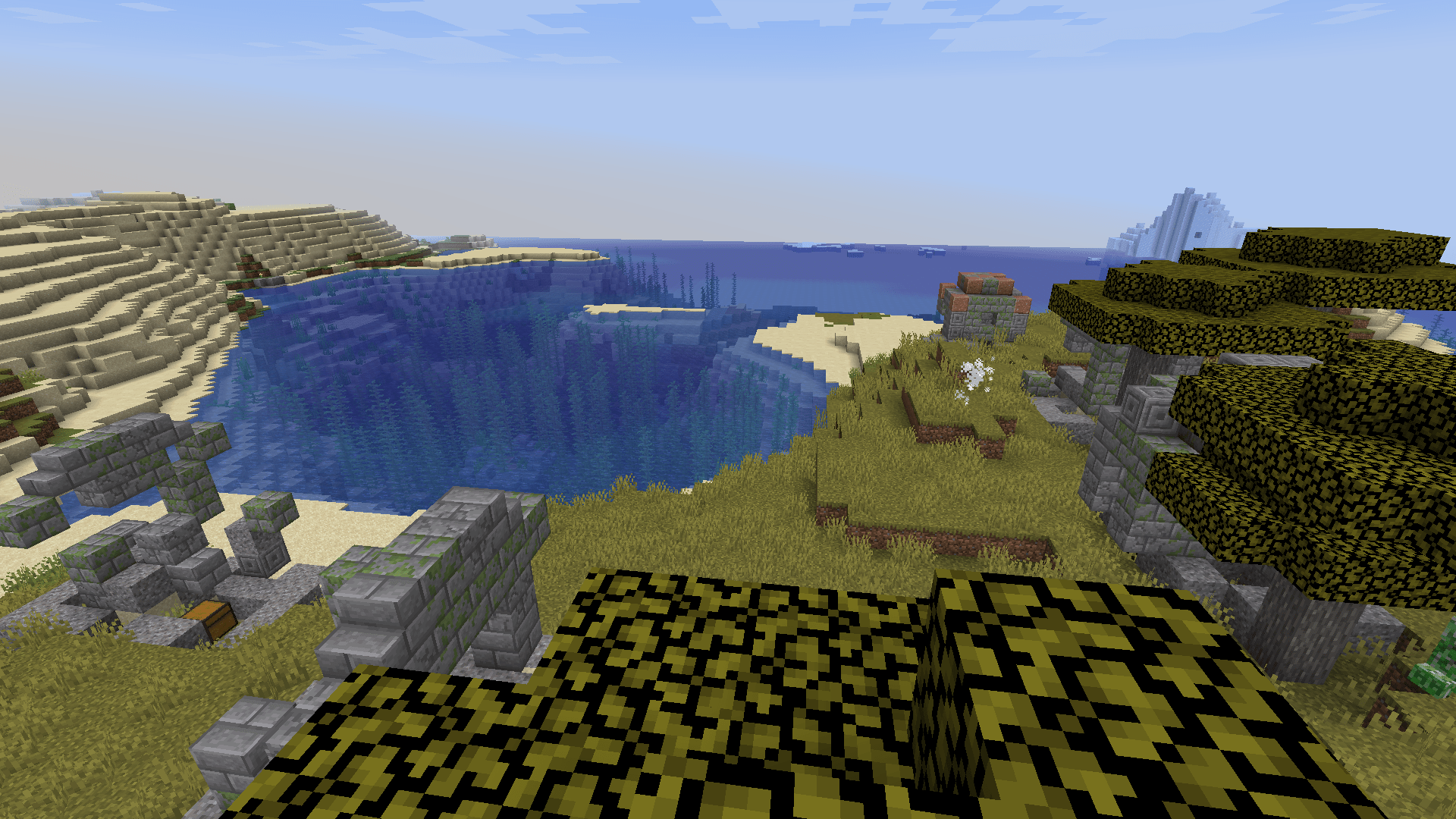 Underwater ruins that spawned on land. First time ive seen something