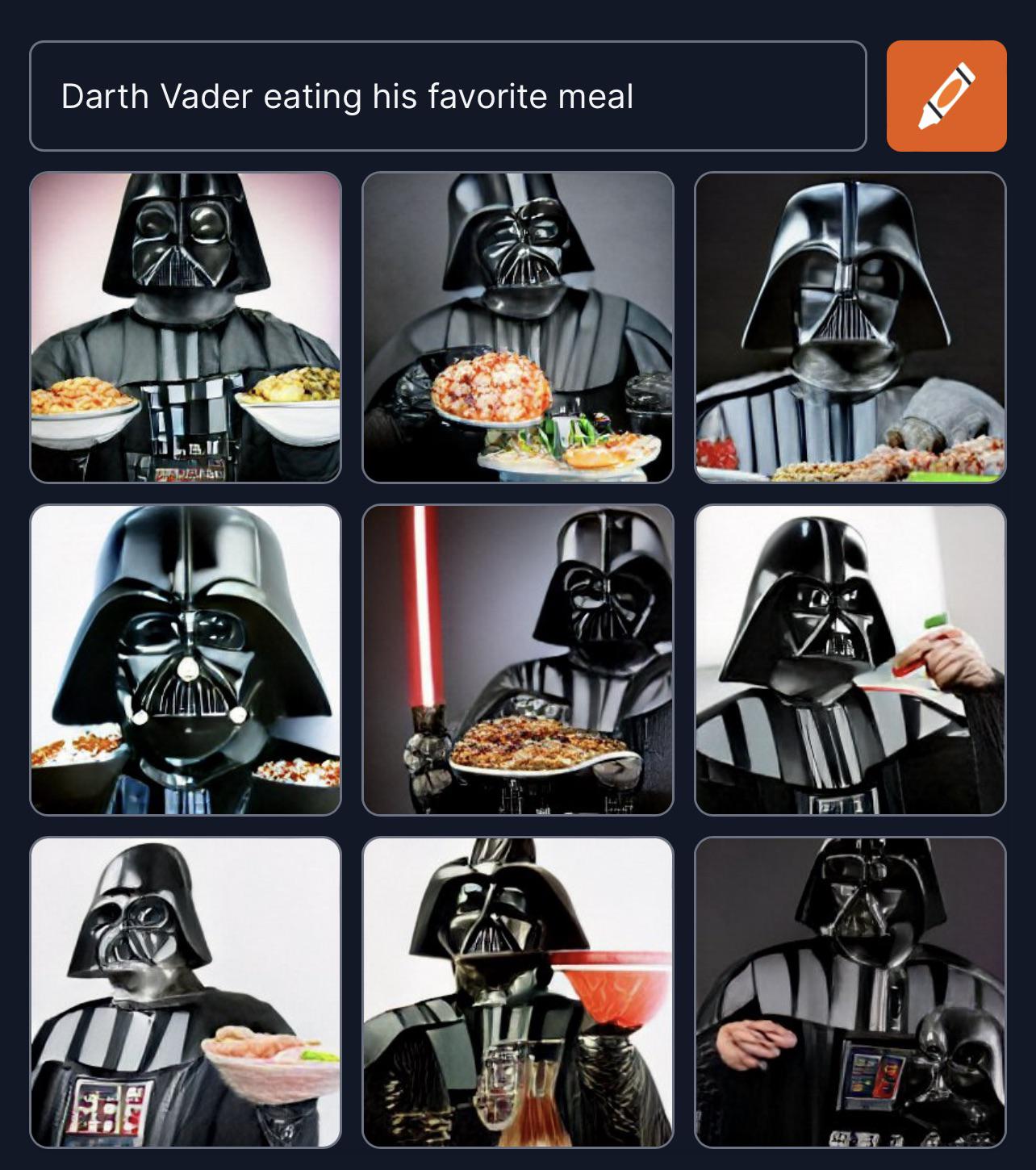 Darth Vader eating his favorite meal weirddalle