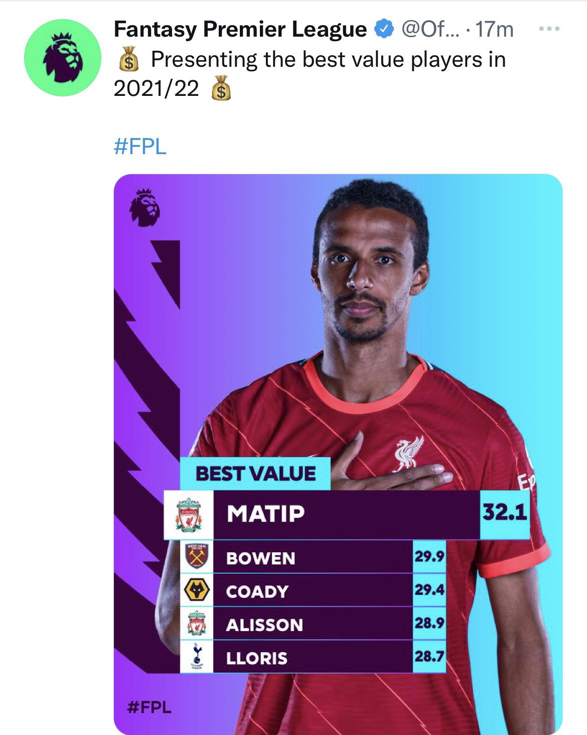 FPL 21/22 best value players r/FantasyPL