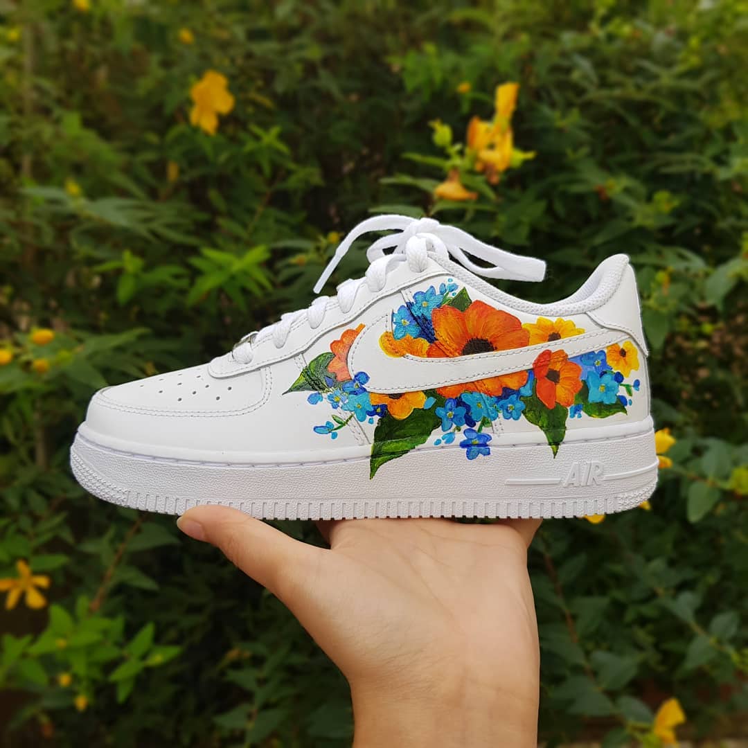 Hand Painted Floral Air Force Ones r/Sneakers