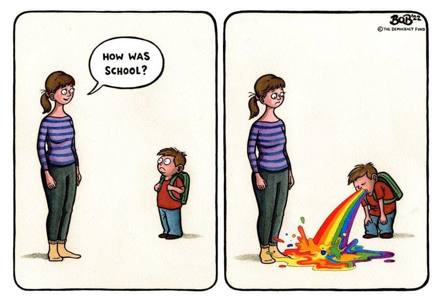 This kid is puking up a rainbow. r/TheRightCantMeme