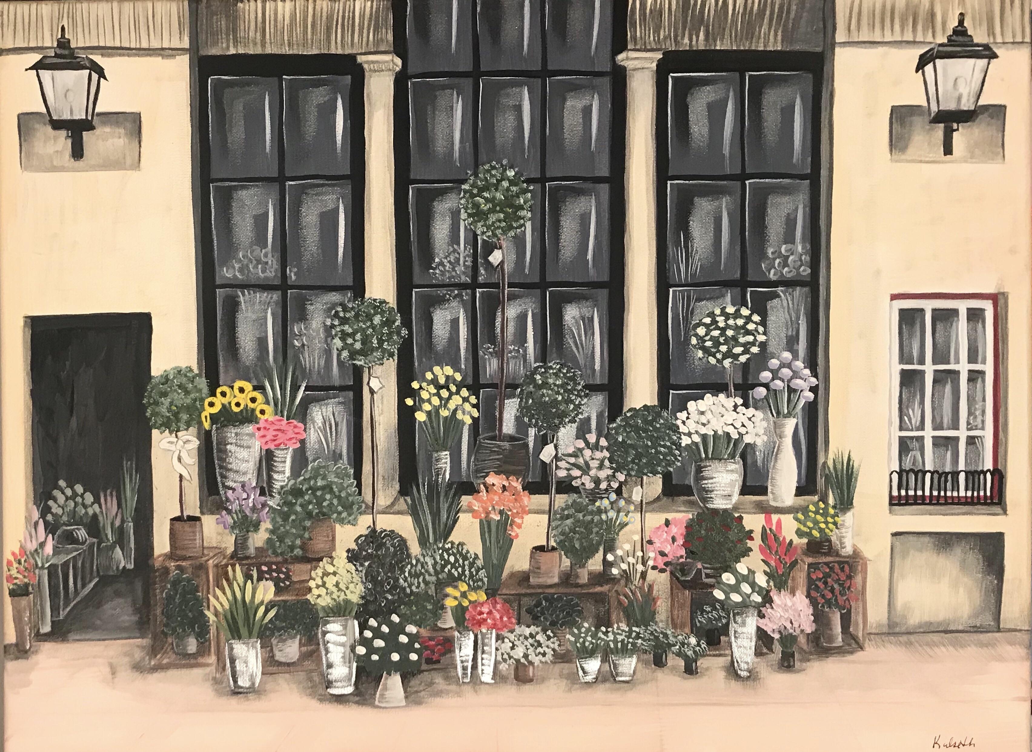 Bath Flower Shop, 18x24, Acrylic on canvas r/painting