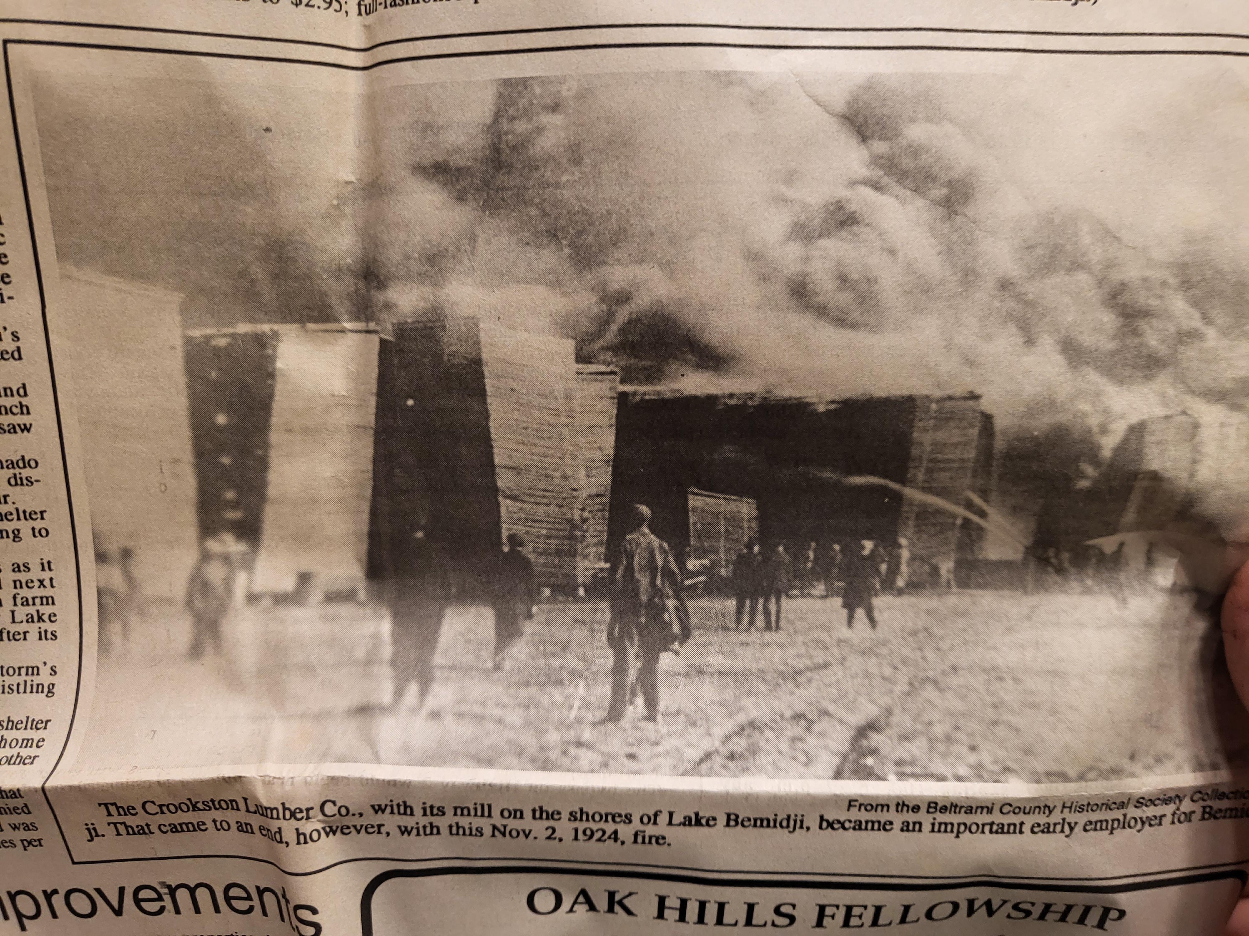 In 1924 The Crookston Lumber Mill Burnt Down Bemidji,MN r/MNHistory