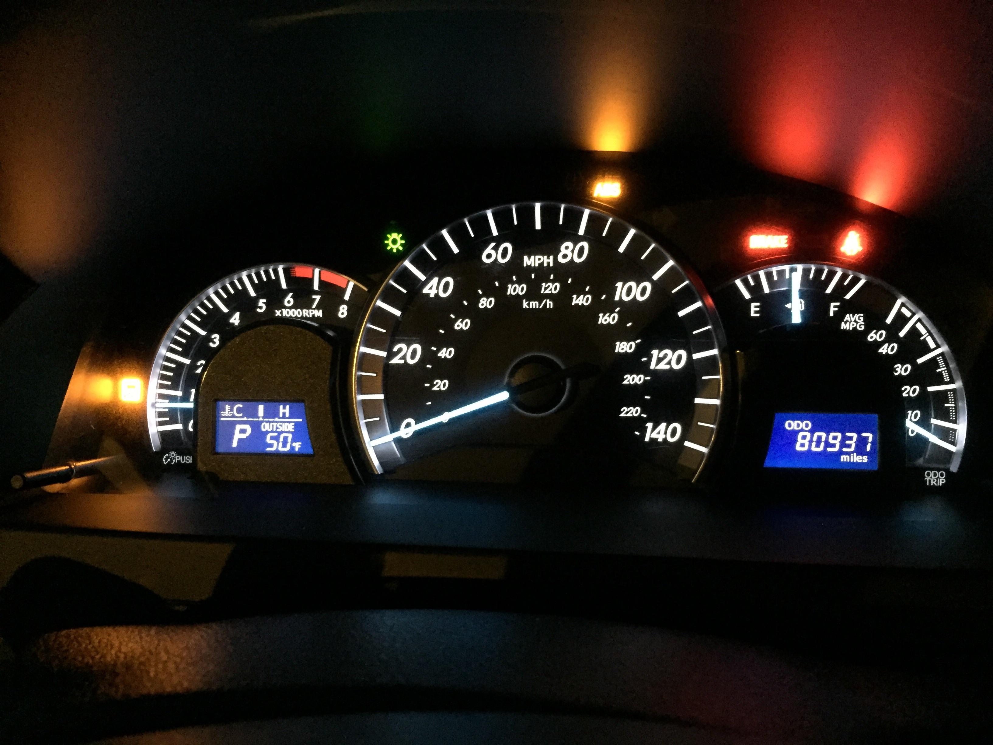 2014 Toyota Camry- Trac Control, ABS and BRAKE light stuck on. No codes