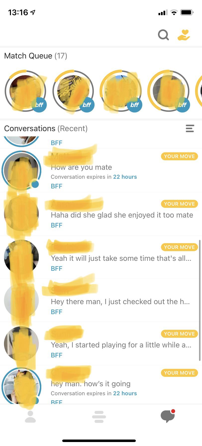 Yesterday I signed up to bumble bff to see how it is. I’ve never felt