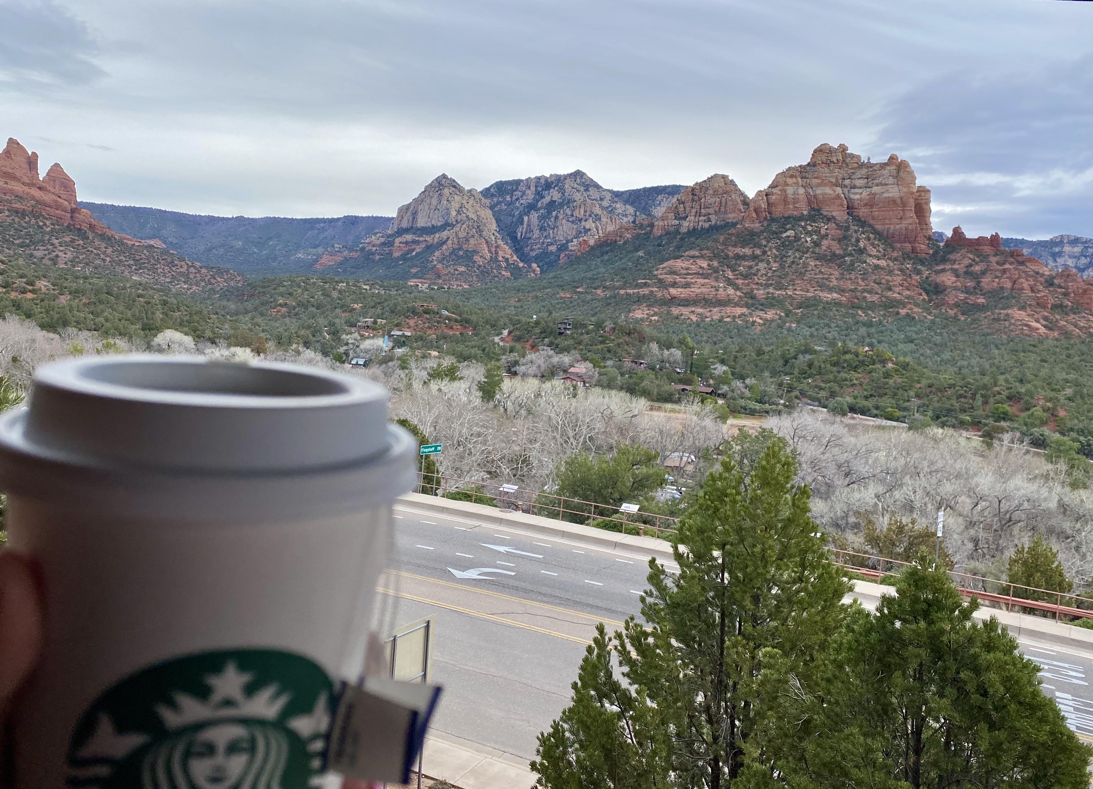 My vote for Starbucks with the prettiest view Sedona, AZ r/starbucks